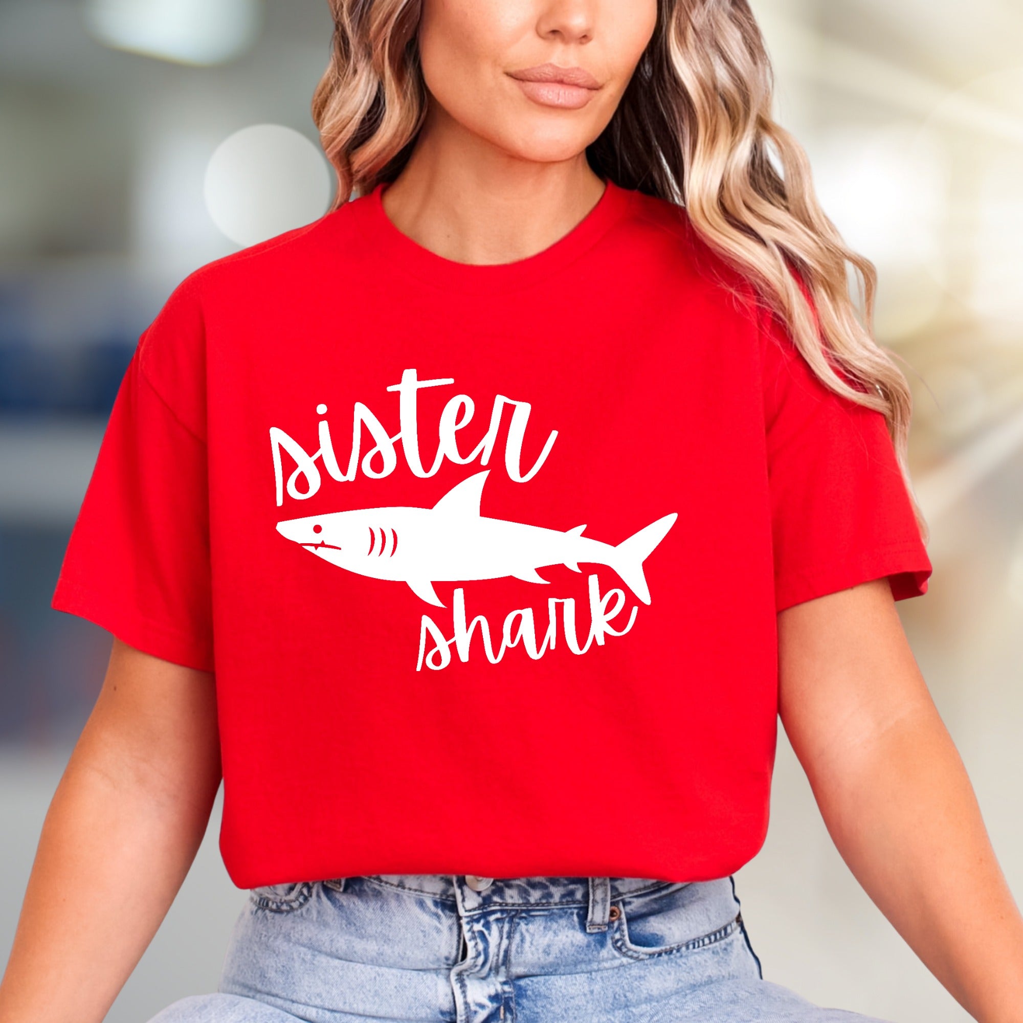 "Sister Shark" Family Fun Graphic Tee, a Playful Pick for Siblings