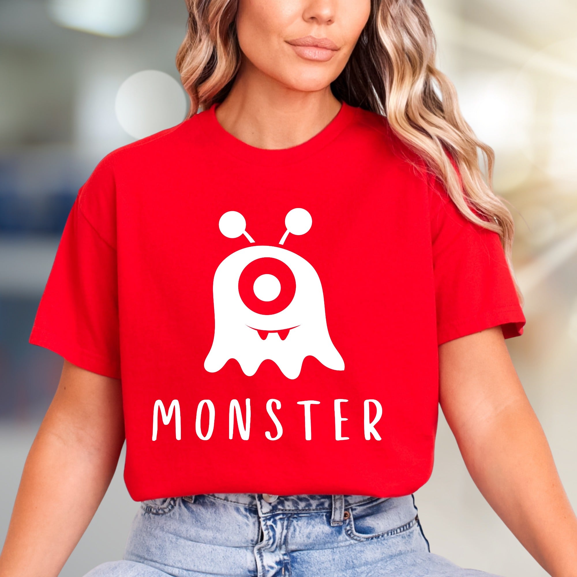 "MONSTER" Cute Spooky Graphic Tee, a Whimsical Pick for Halloween Enthusiasts