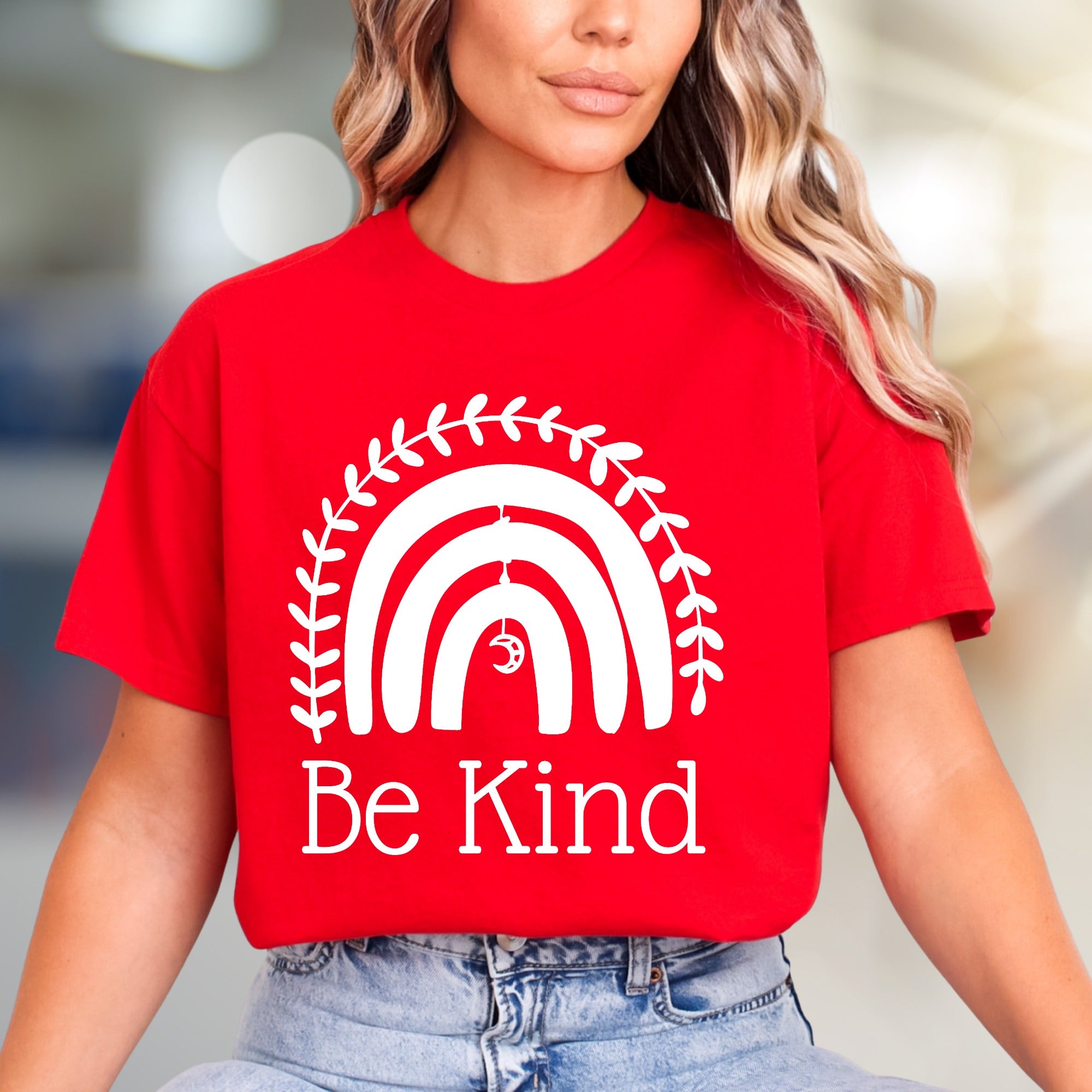 "Be Kind" Boho Rainbow Graphic Tee, a Compassionate Pick for Everyday Wear