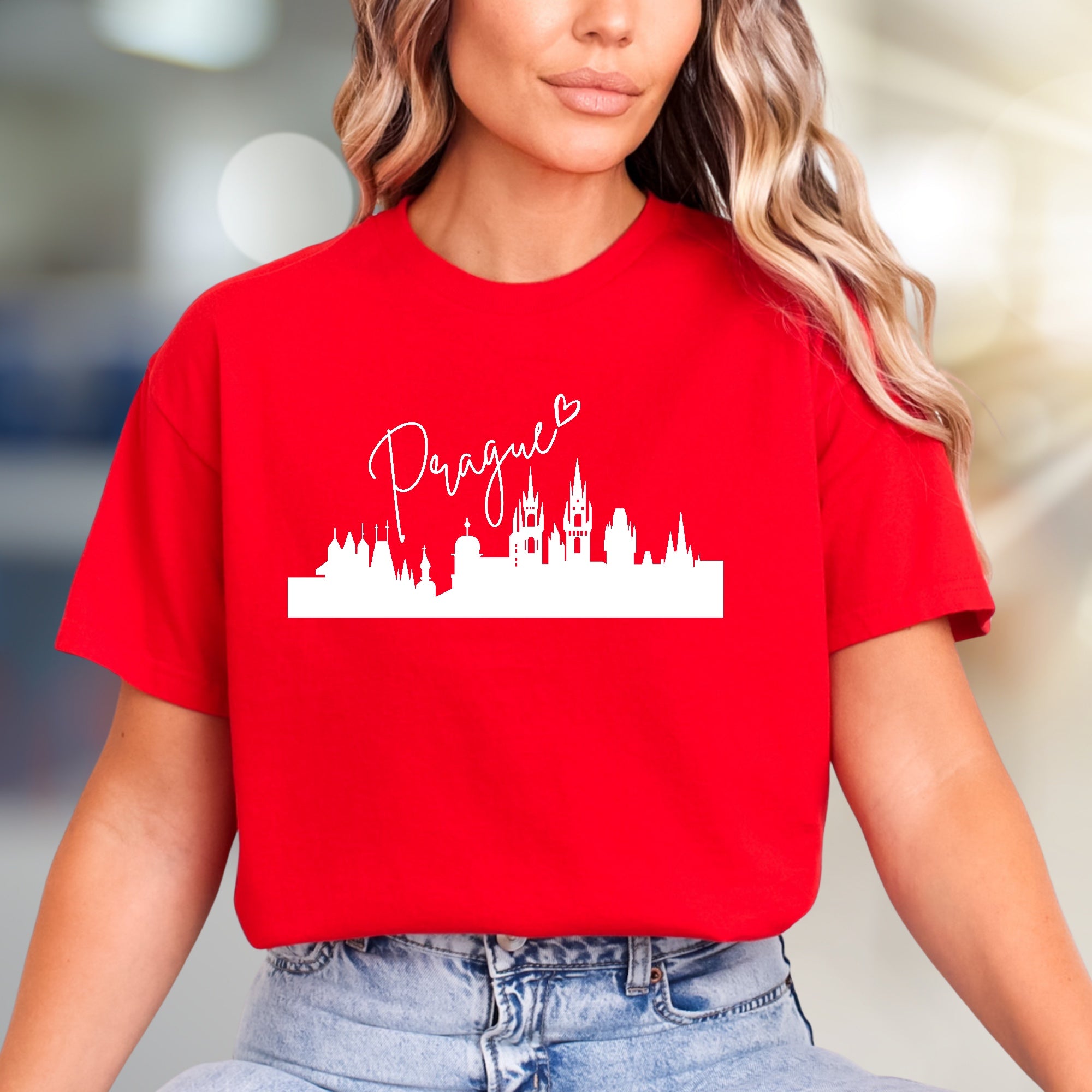 "Prague" Cityscape Graphic Tee, a Travel Souvenir Pick for Adventurers