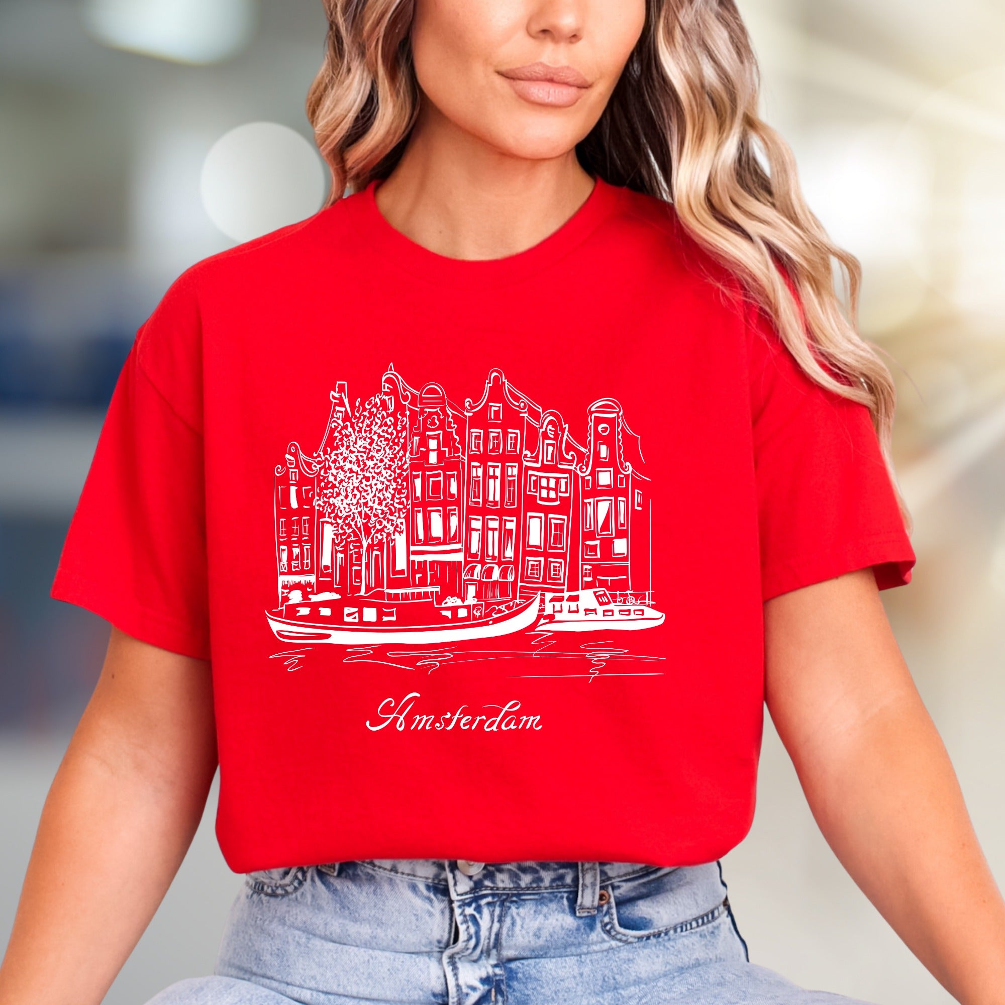 "Amsterdam" Canal City Graphic Tee, a Travel Souvenir Pick for Wanderers
