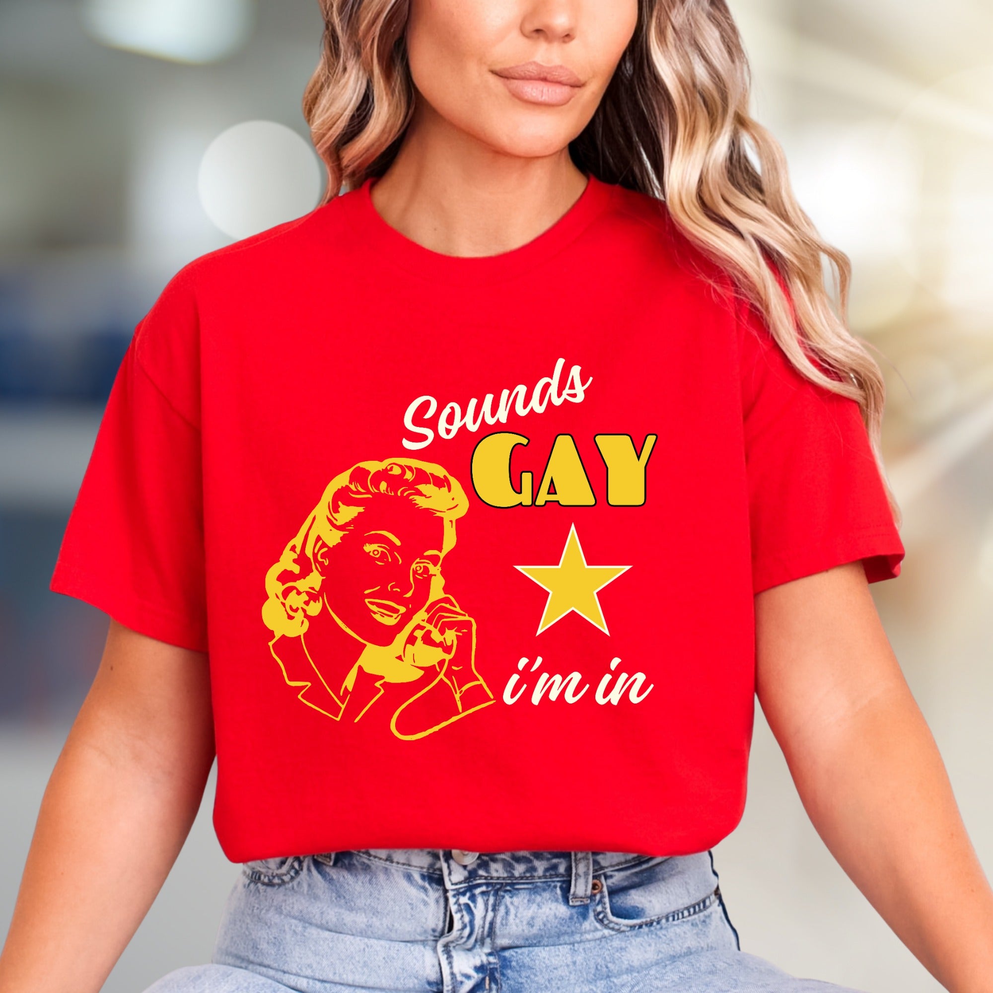 "Sounds Gay, I'm In" Retro Graphic Tee, a Quirky Pick for Activists
