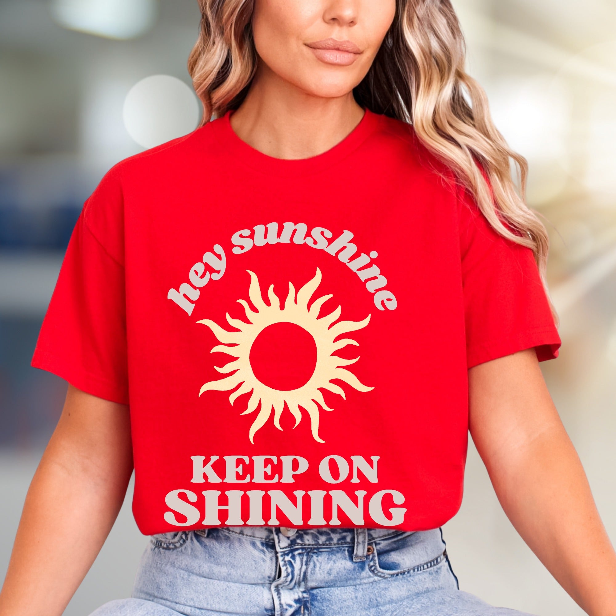 "Hey Sunshine Keep on Shining" Sunny Graphic Tee, a Positive Vibe Essential