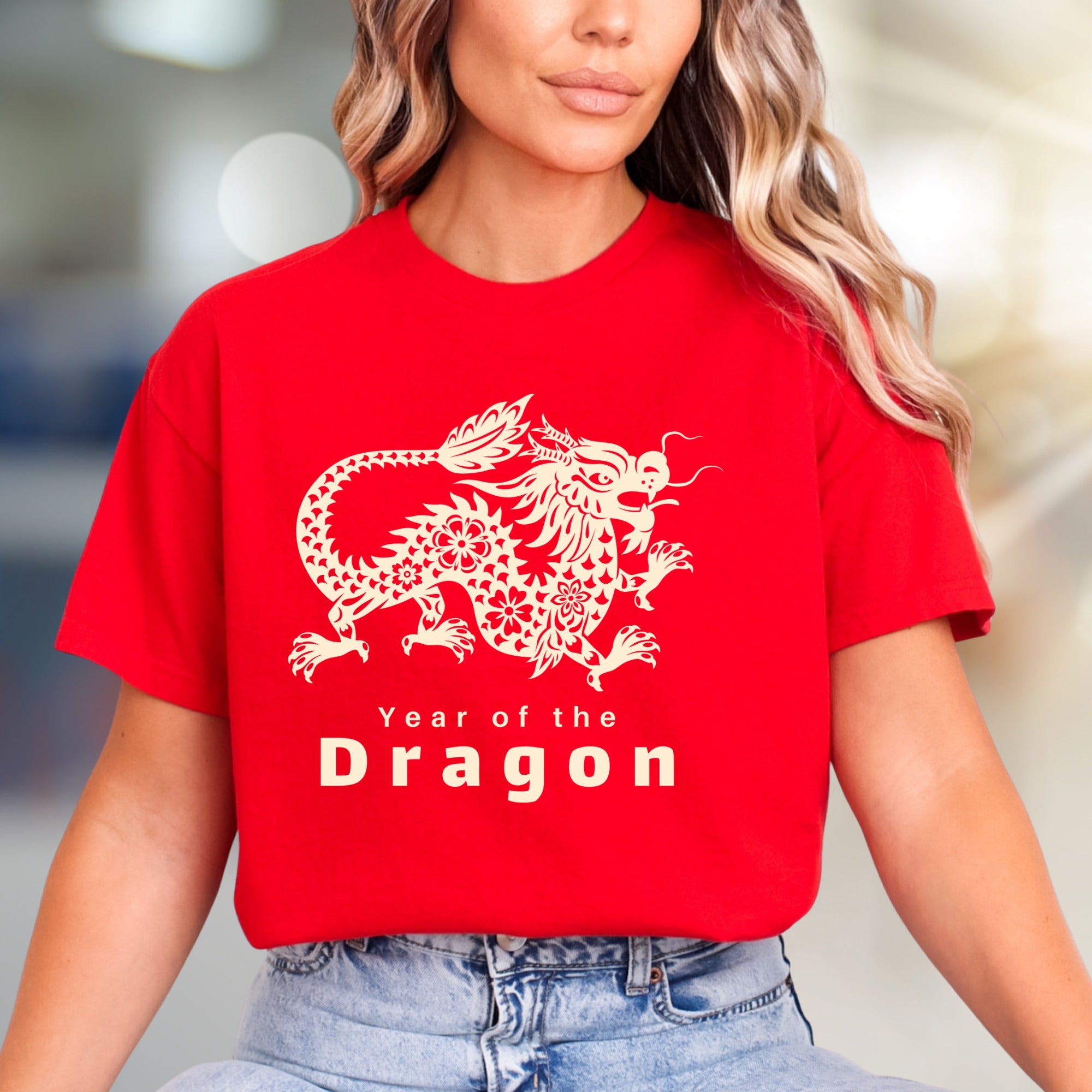 "Year of the Dragon" Folk Graphic Tee, an Empowering Asian Zodiac Pick for Enthusiasts