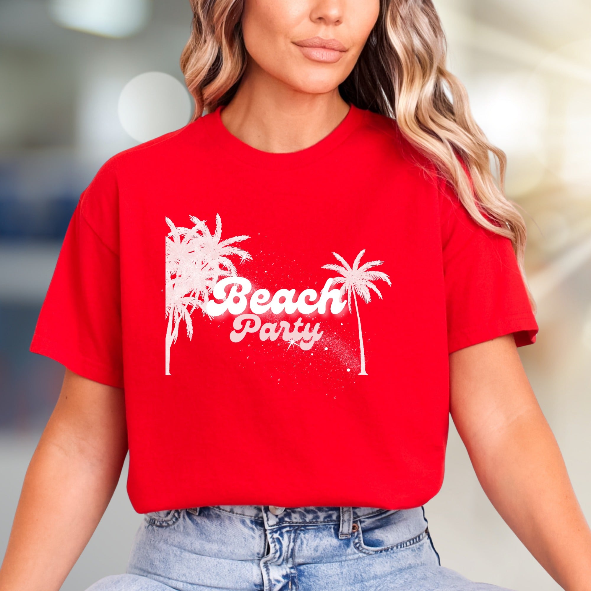 "Beach Party" Tropical Neon Graphic Tee, a Vacation Vibe Pick for Beach Lovers