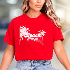 "Beach Party" Tropical Neon Graphic Tee, a Vacation Vibe Pick for Beach Lovers
