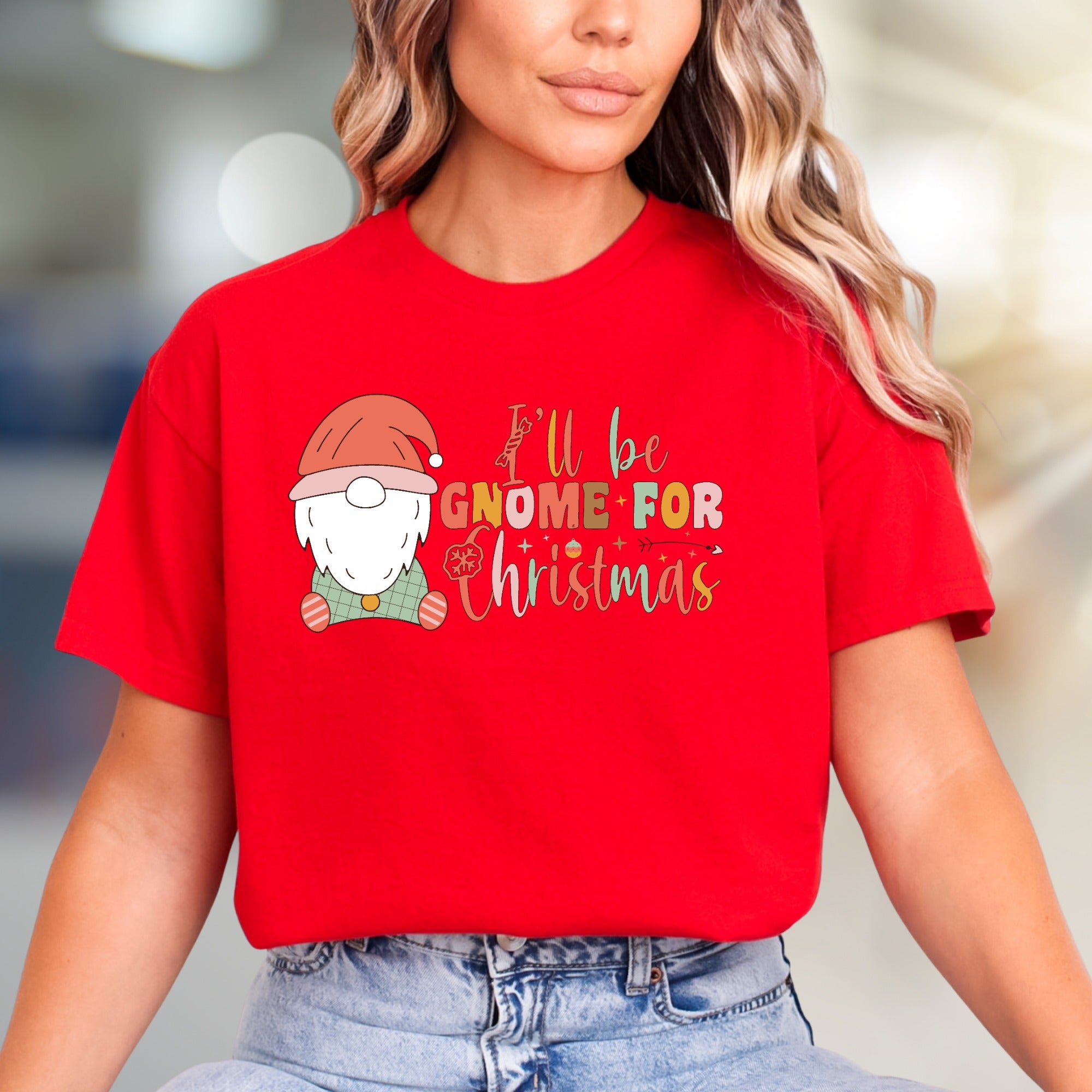 "I'll be Gnome For Christmas" Festive Gnome Graphic Tee, a Holiday Pick for Everyone