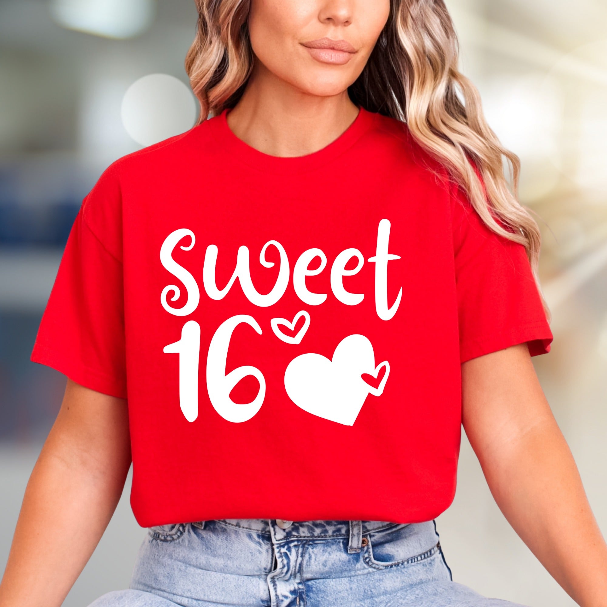 "Sweet 16" Birthday Celebration Graphic Tee, a Girly & Fun Pick for Teens