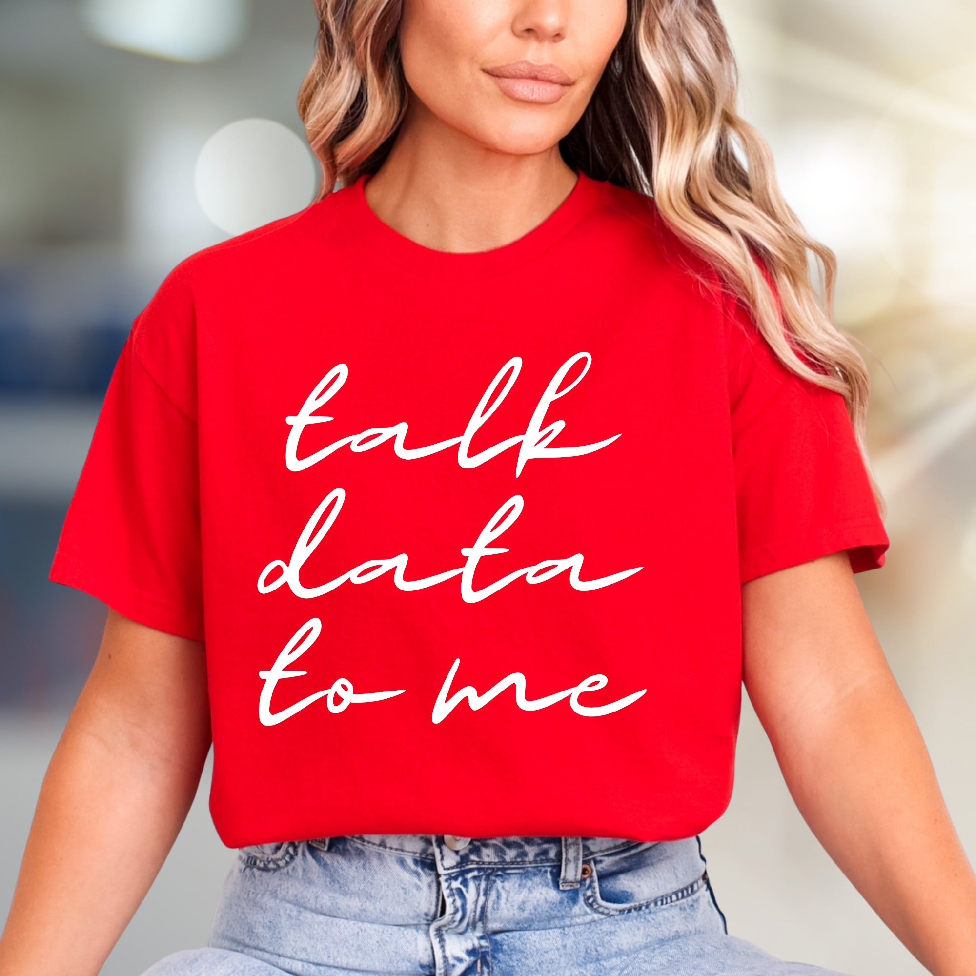 "Talk Data To Me" Tech Lover Graphic Tee, a Smart Casual Pick for Data Enthusiasts