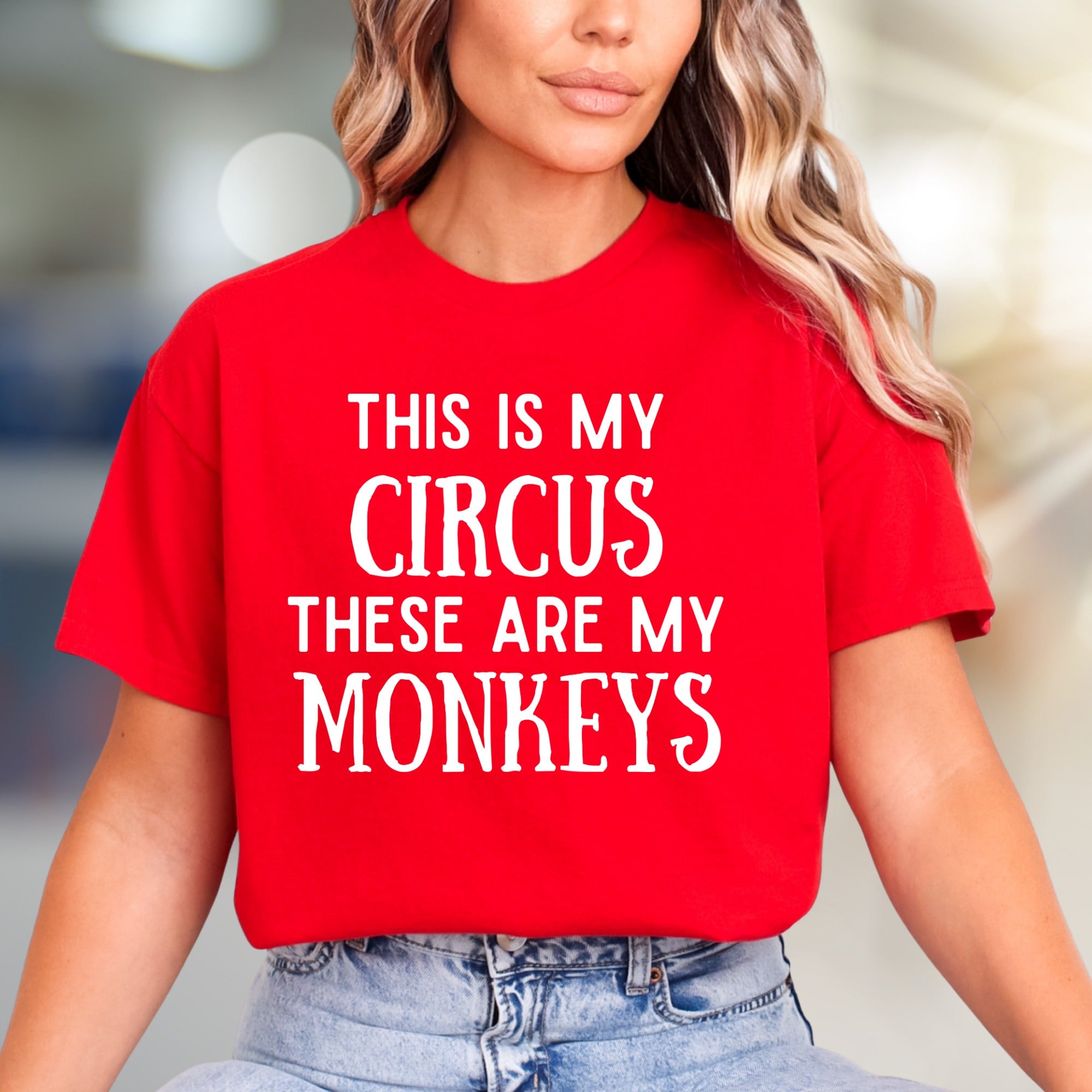 "THIS IS MY CIRCUS THESE ARE MY MONKEYS" Humorous Graphic Tee, a Witty Pick for Bosses