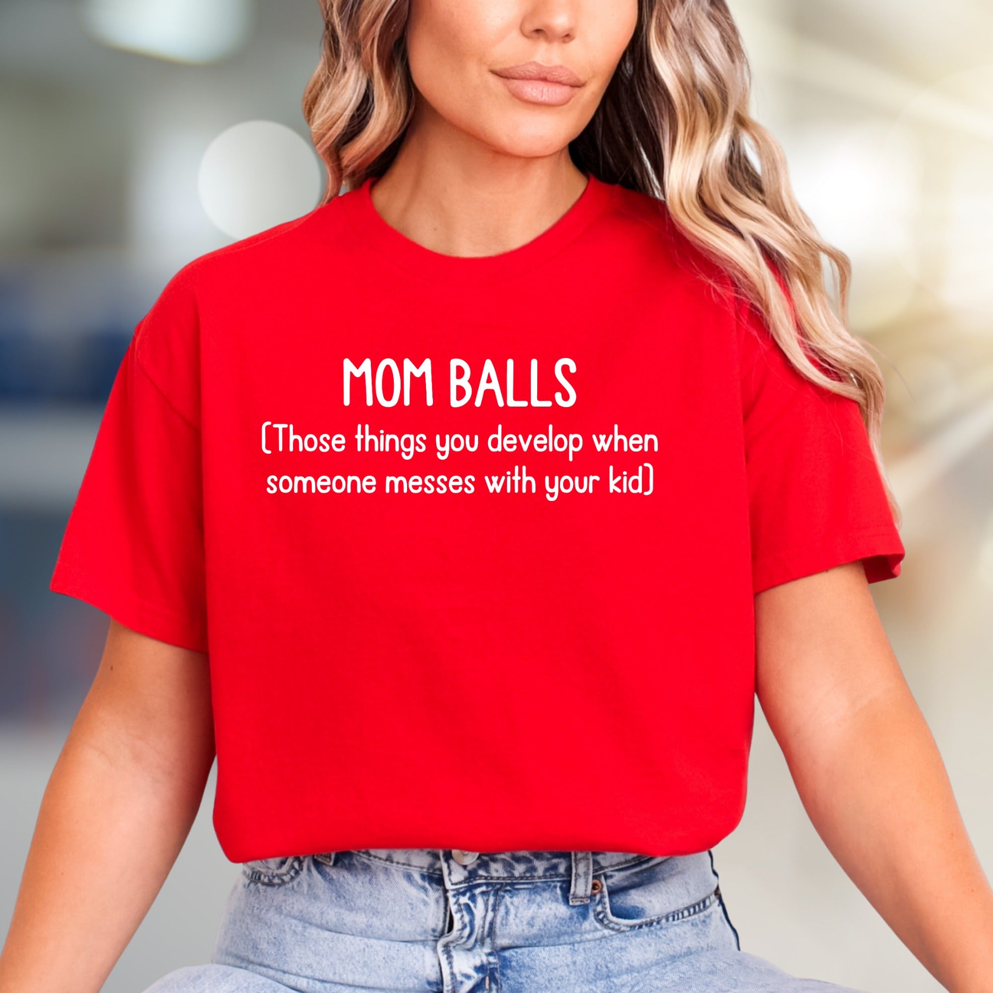 "Mom Balls" Protective Mama Graphic Tee, a Bold Statement for Parents