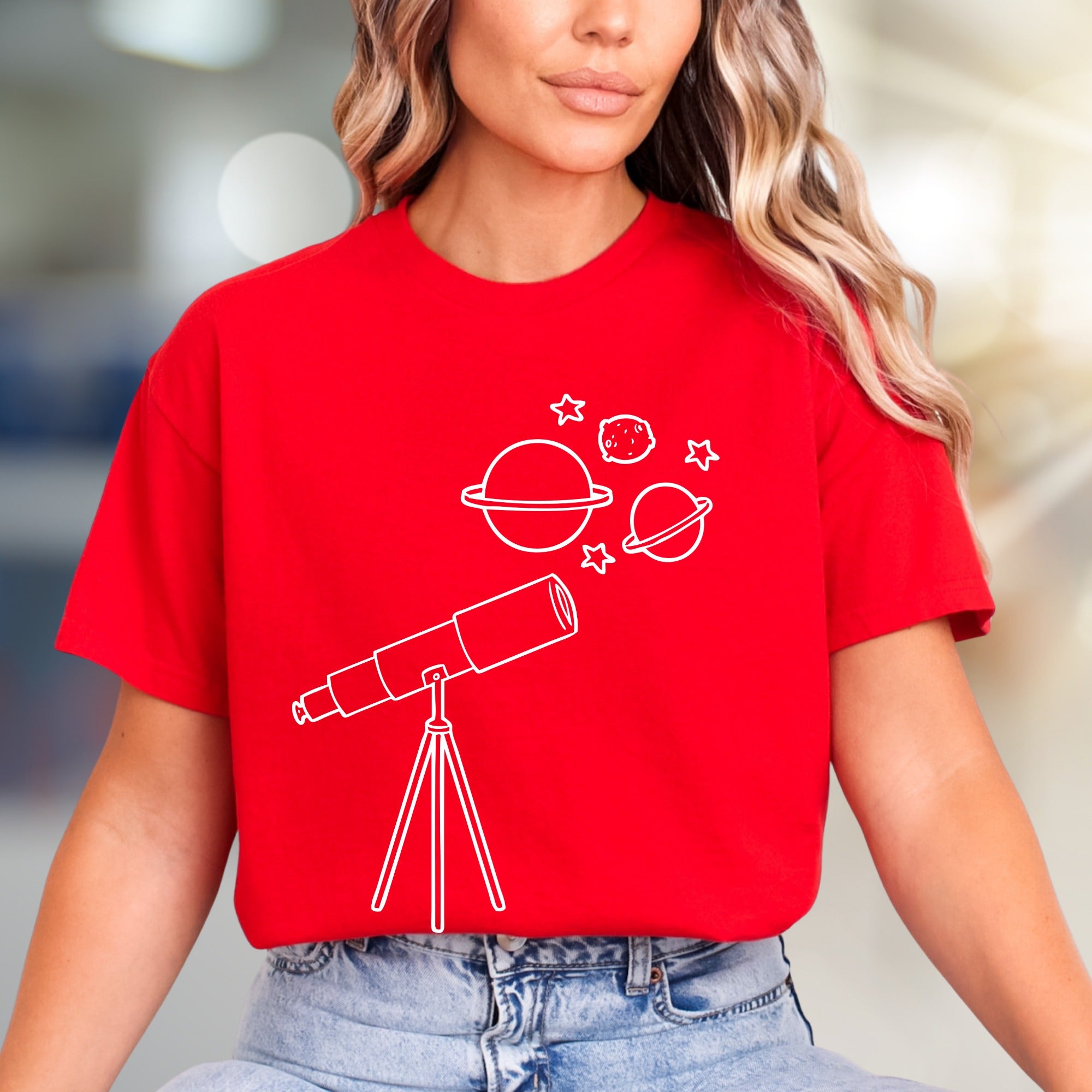 Celestial Telescope Galactic Graphic Tee, a Stargazer's Pick for Space Enthusiasts