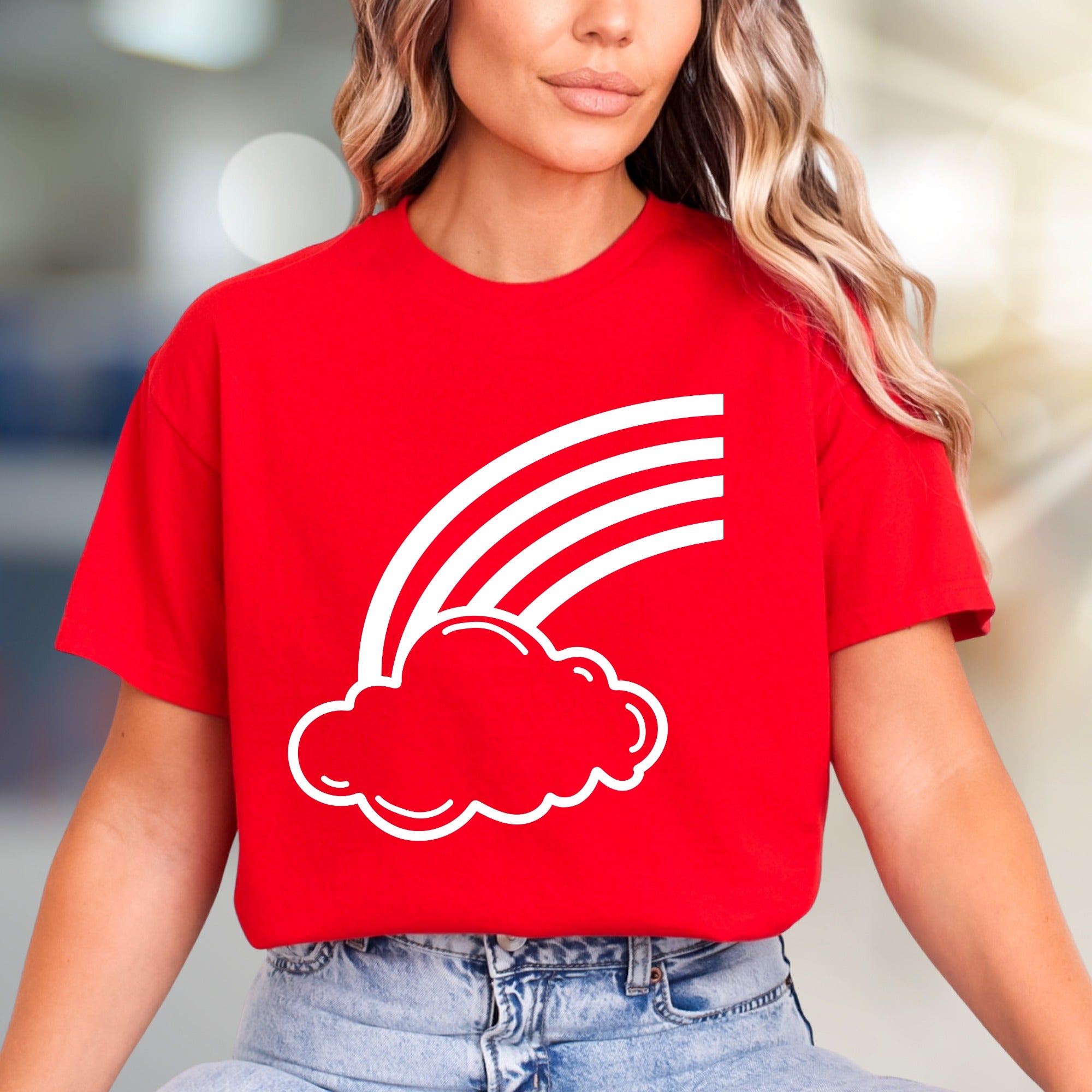 Cloud and Rainbow Graphic Tee, a Whimsical Pick for Dreamers