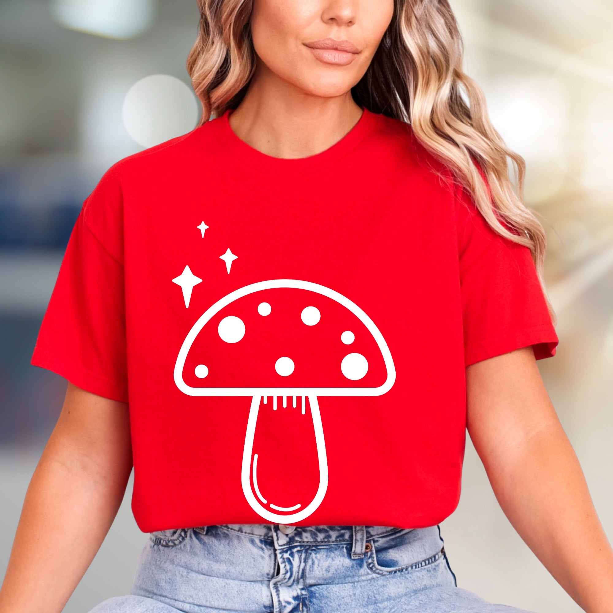 Enchanted Mushroom & Stars Graphic Tee, a Whimsical Pick for Nature Lovers