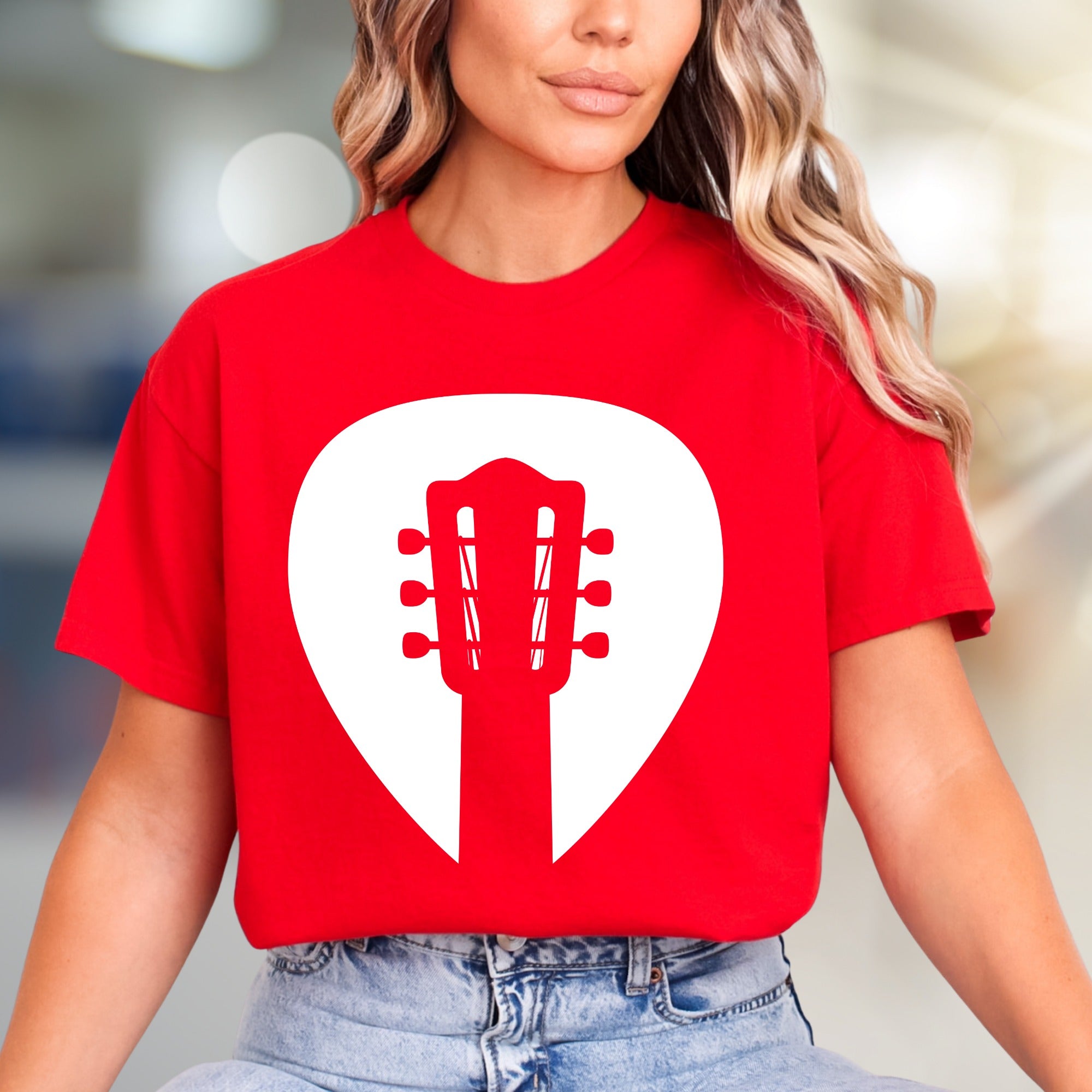 Guitar Headstock Pick Music Graphic Tee, a Musician's Essential for Casual Wear