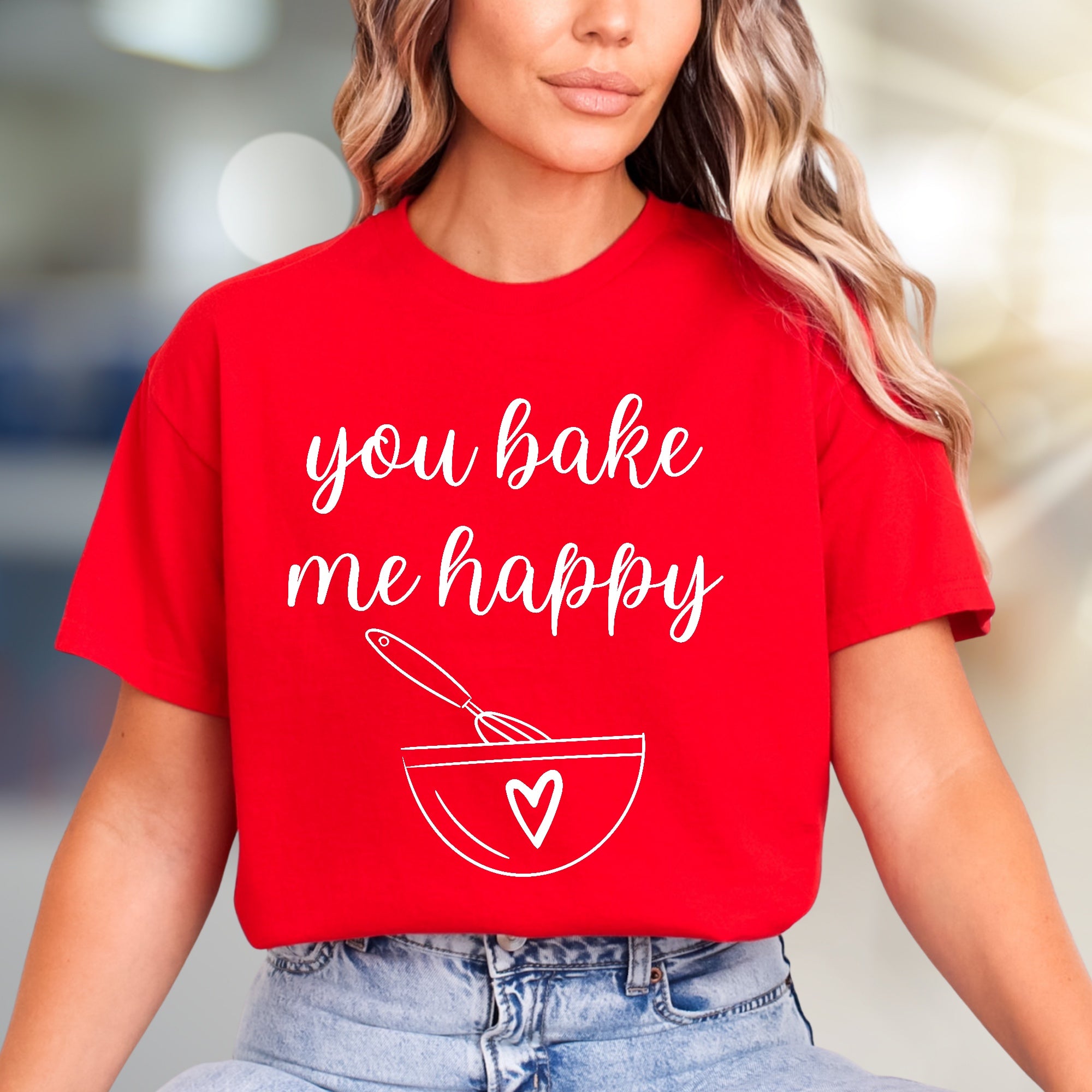 "You Bake Me Happy" Fun Baking Graphic Tee, a Sweet Treat for Foodies