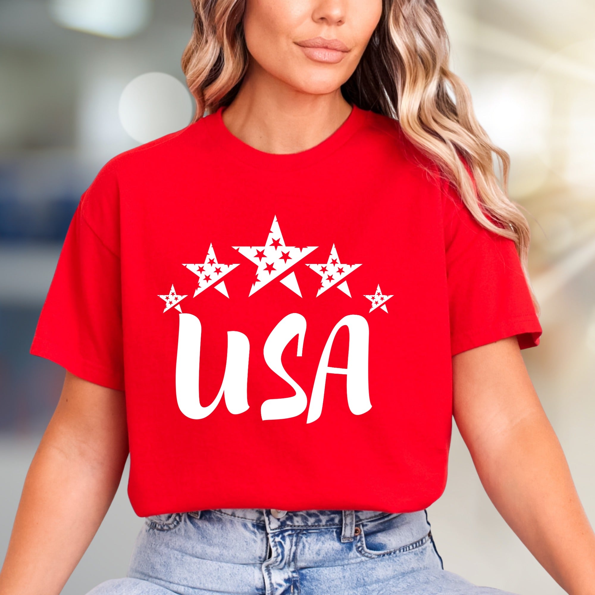 "USA" Patriotic Star Graphic Tee, a Bold Statement for Everyone