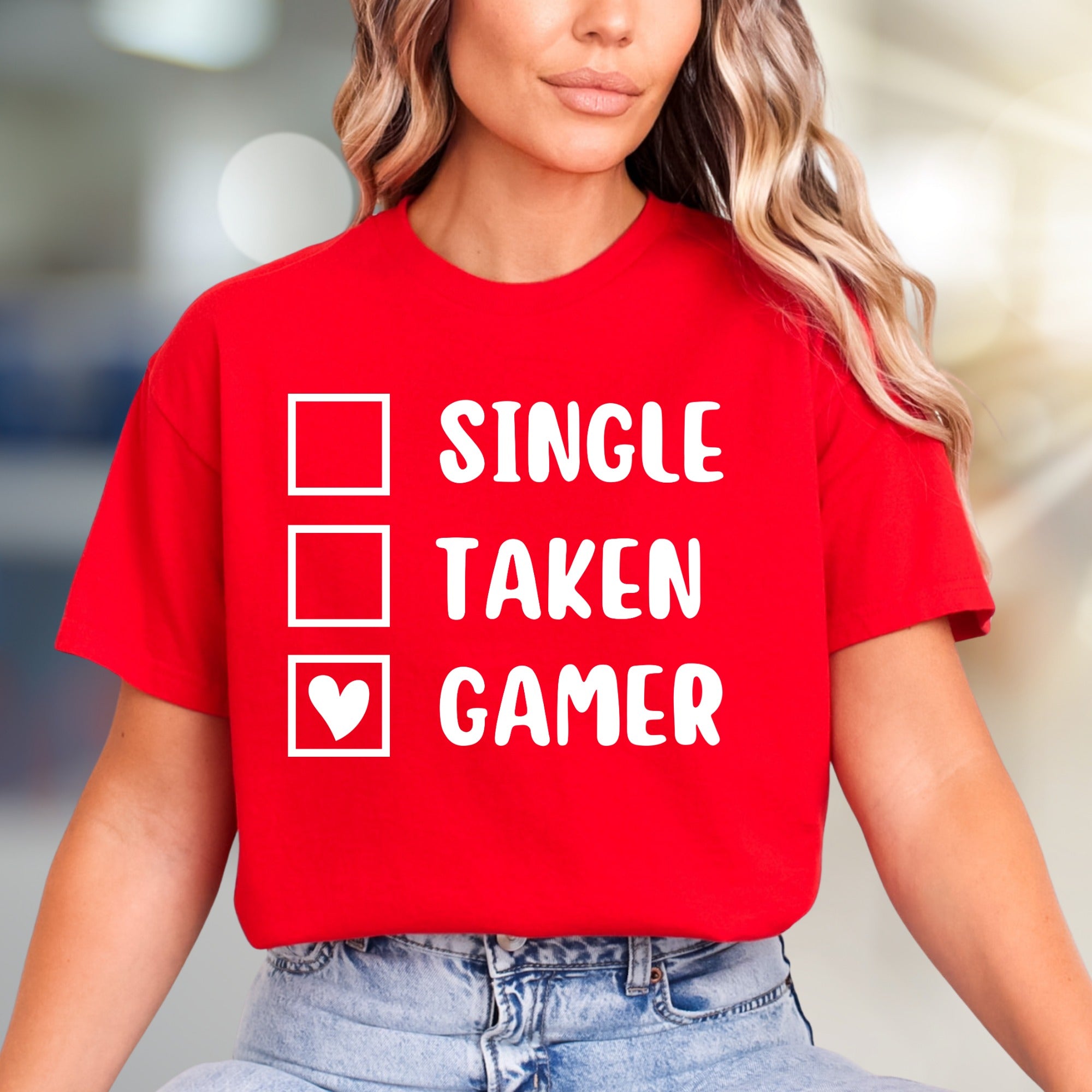 "Single, Taken, Gamer" Checklist Graphic Tee, a Witty Statement for Gamers