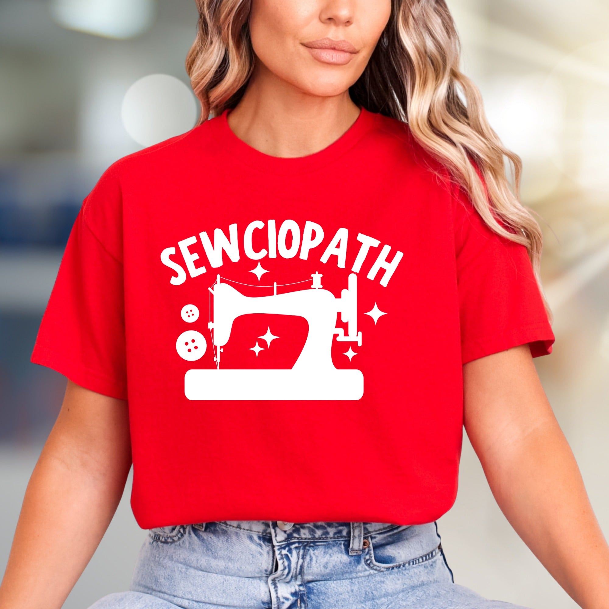 "SEWCIOPATH" Sewing Machine Graphic Tee, an Artisan Pick for Craft Enthusiasts