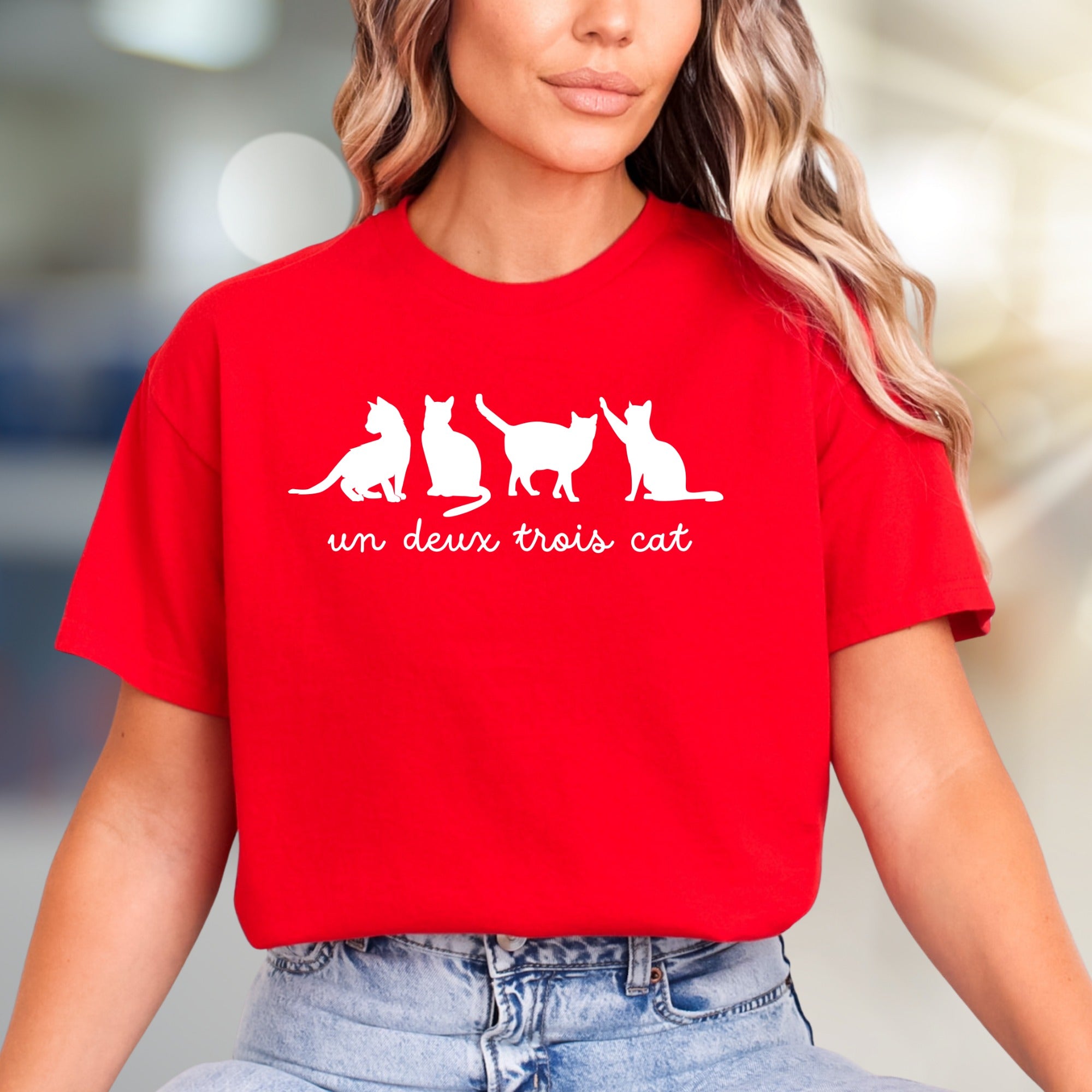 "un deux trois cat" French Cat Graphic Tee, a Playful Feline Pick for Cat Lovers
