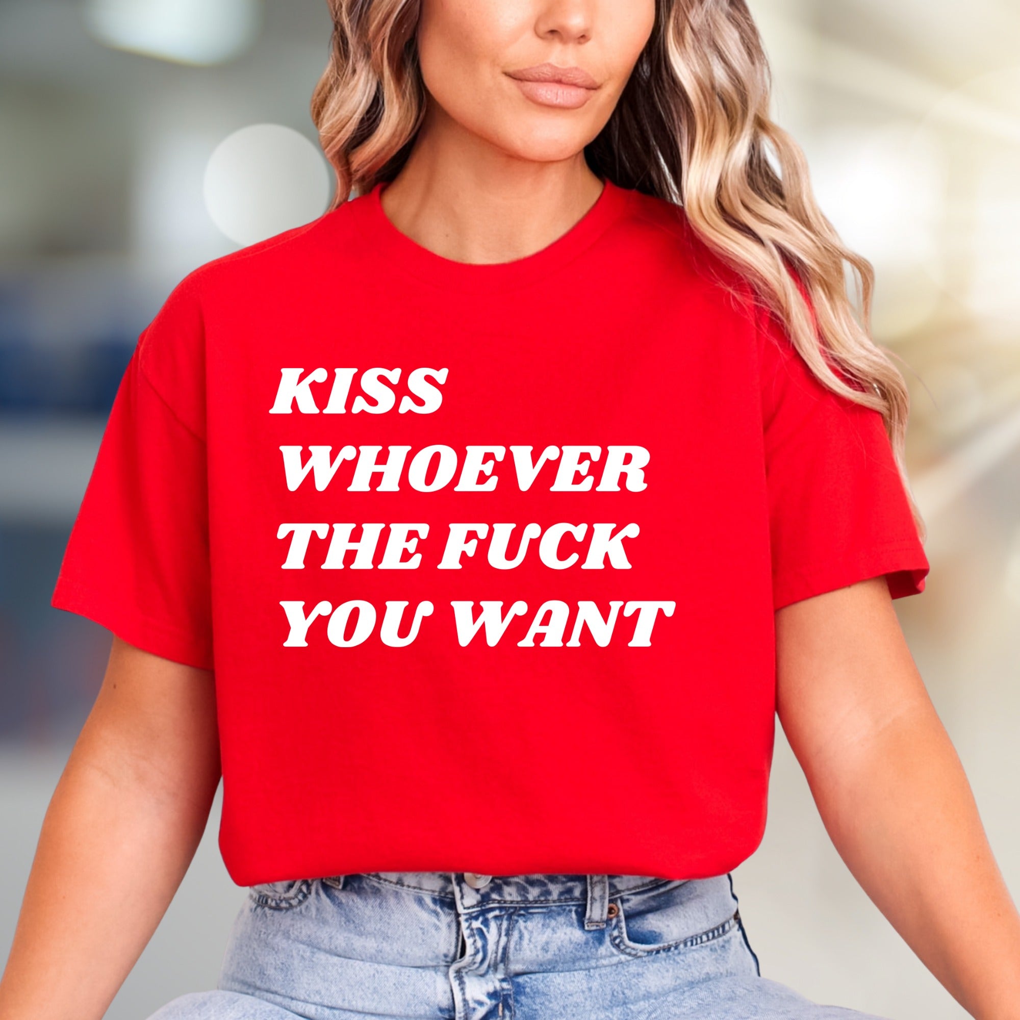 "Kiss Whoever The F*** You Want" Bold Statement Graphic Tee, a Rebellious Pick for Free Spirits