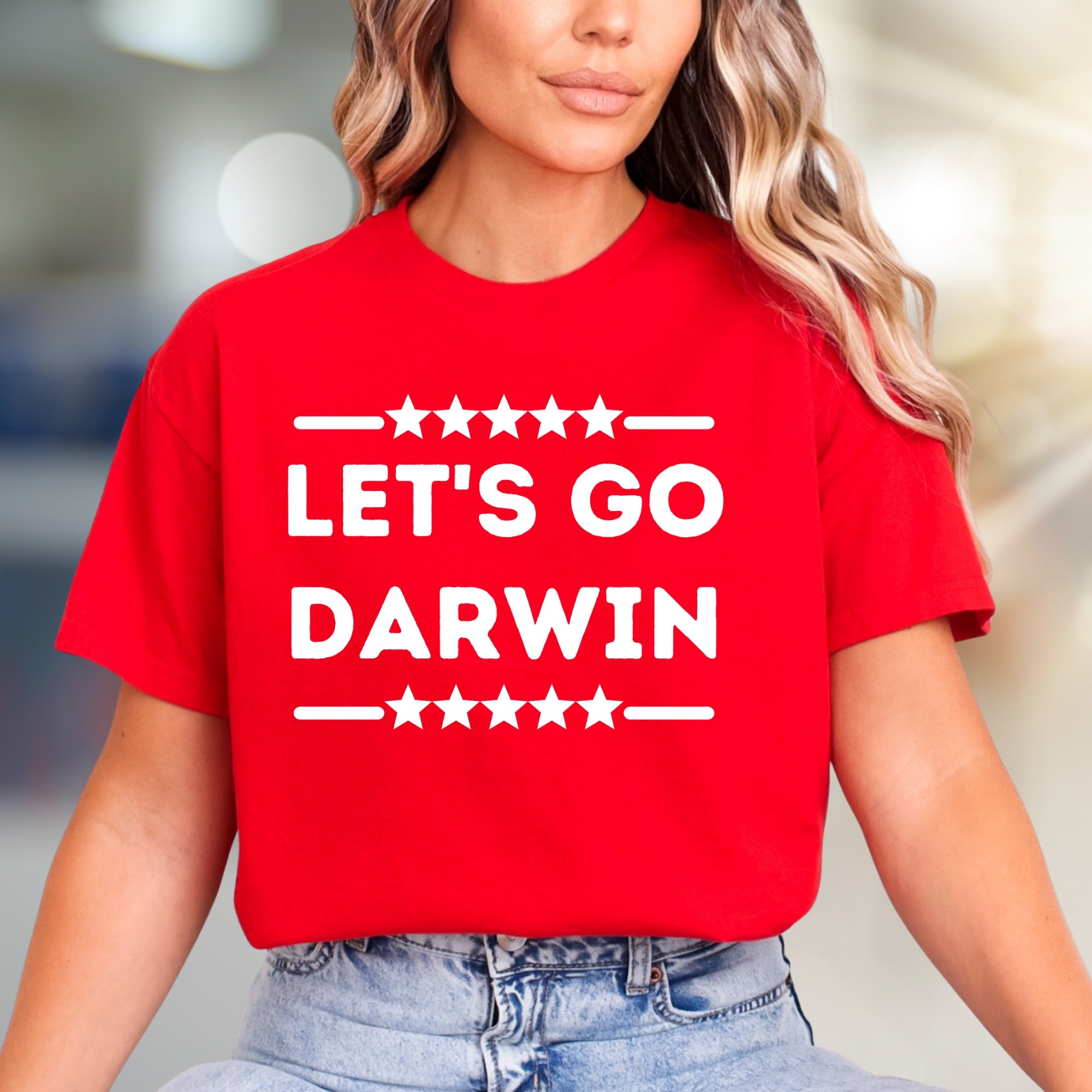 "LET'S GO DARWIN" Stars Graphic Tee, a Bold Statement Unsex Tee for Enthusiasts