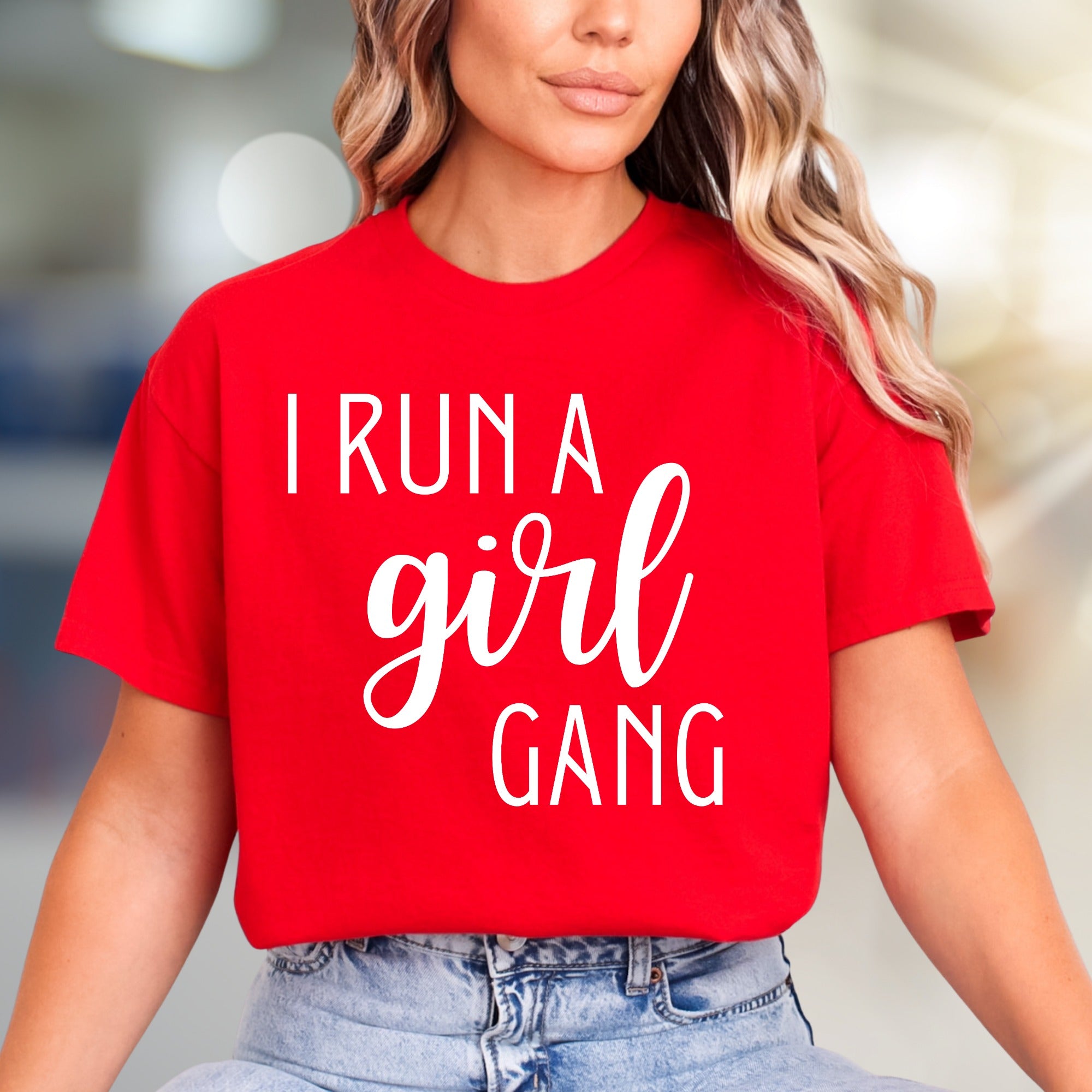 "I Run a Girl Gang" Bold Script Graphic Tee, a Statement Pick for Her
