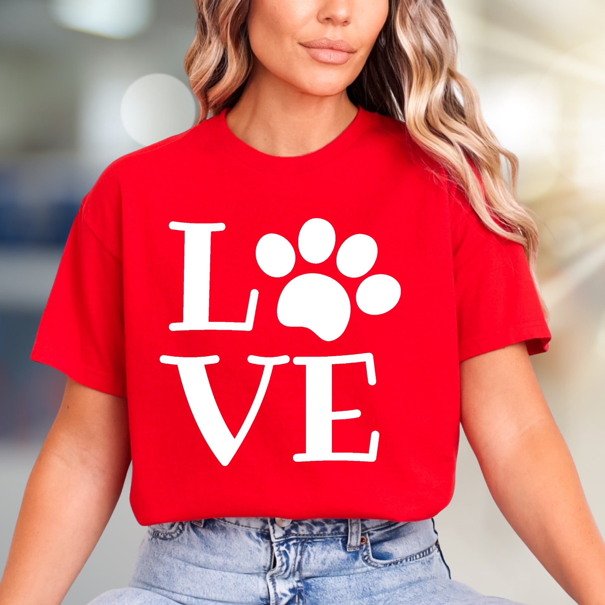 "LOVE" Paw Print Aesthetic Graphic Tee, a Pet Lover's Pick for Everyday Wear