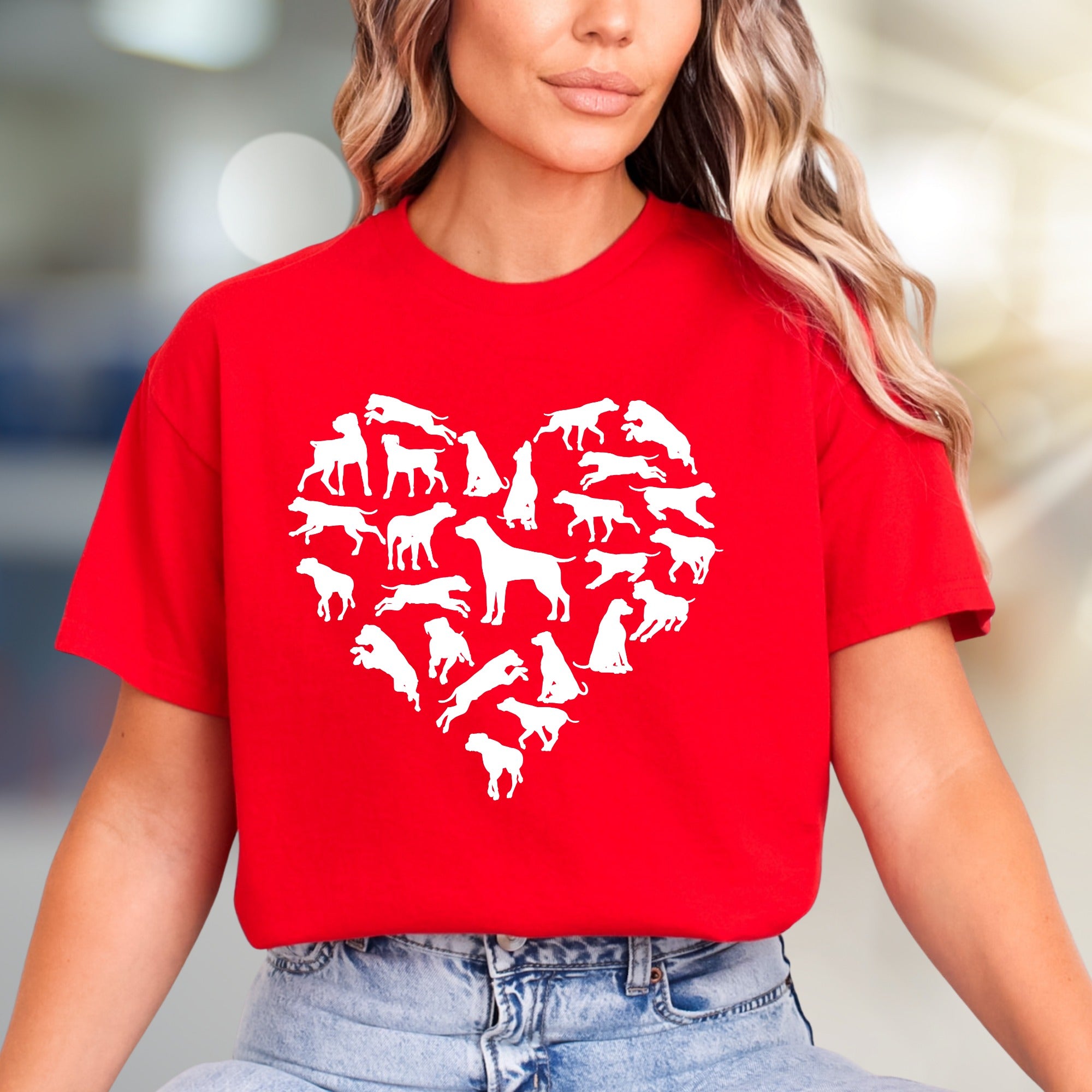 Dog Lover Heart Graphic Tee, A Canine Enthusiast's Everyday Style