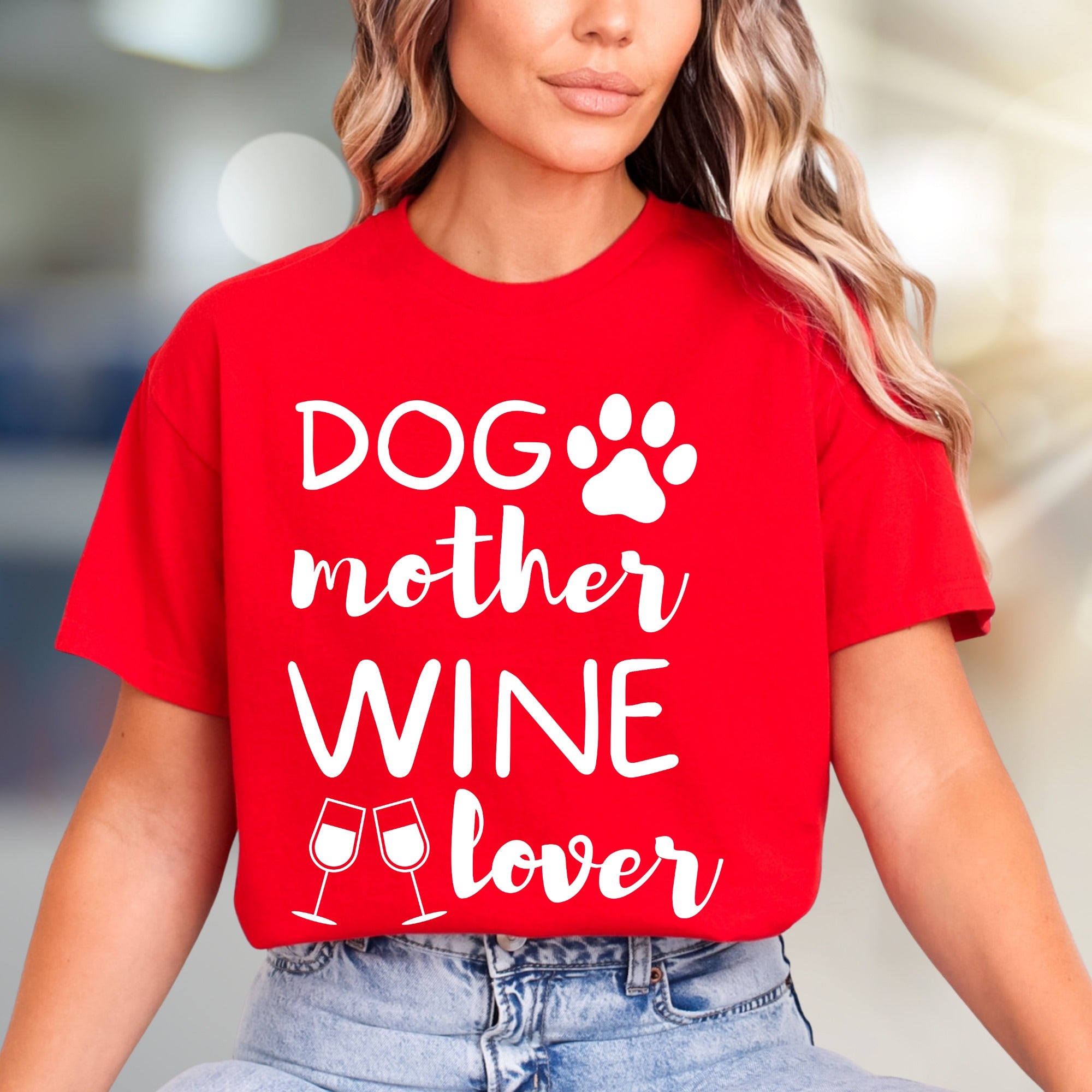 "Dog Mother Wine Lover" Pet Parent Graphic Tee, a Lifestyle Pick for Enthusiasts
