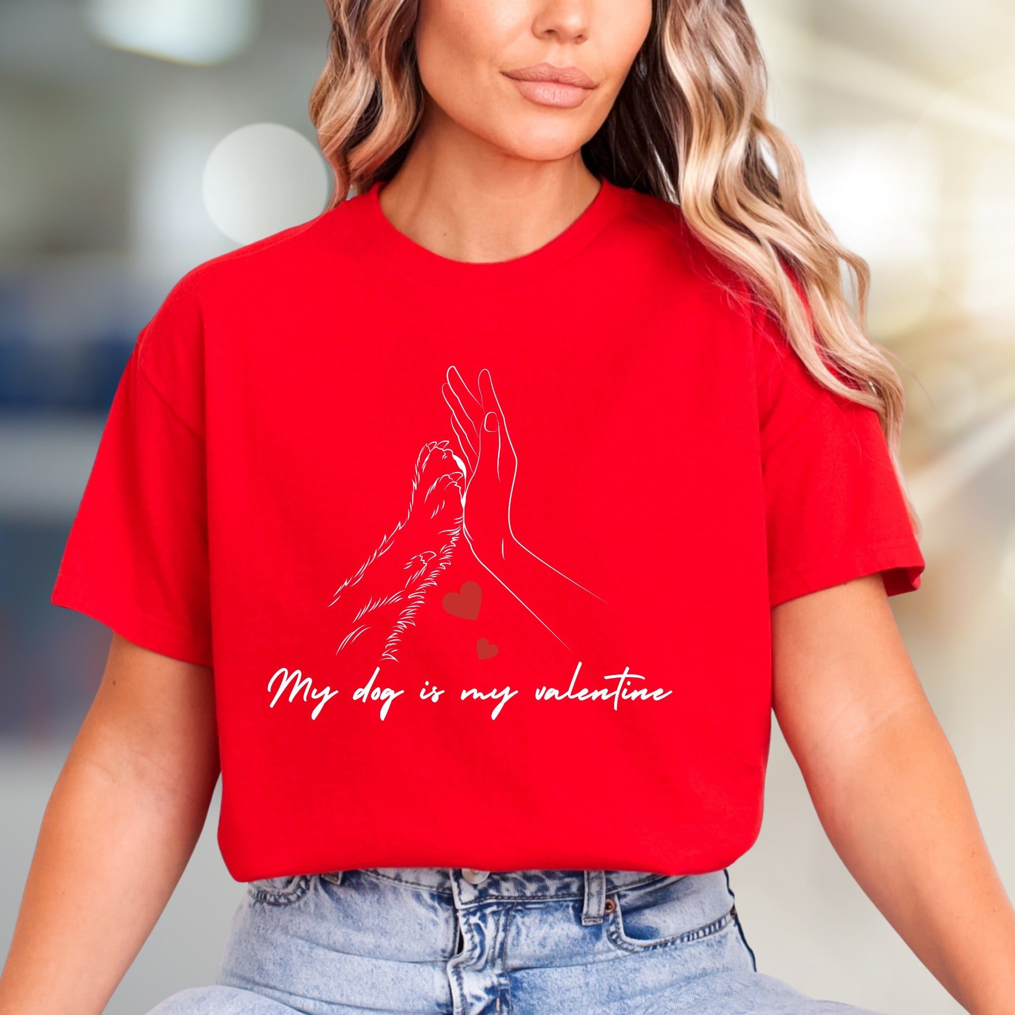 "My dog is my valentine" Dog Lover Graphic Tee, a Sweet Gift for Pet Owners