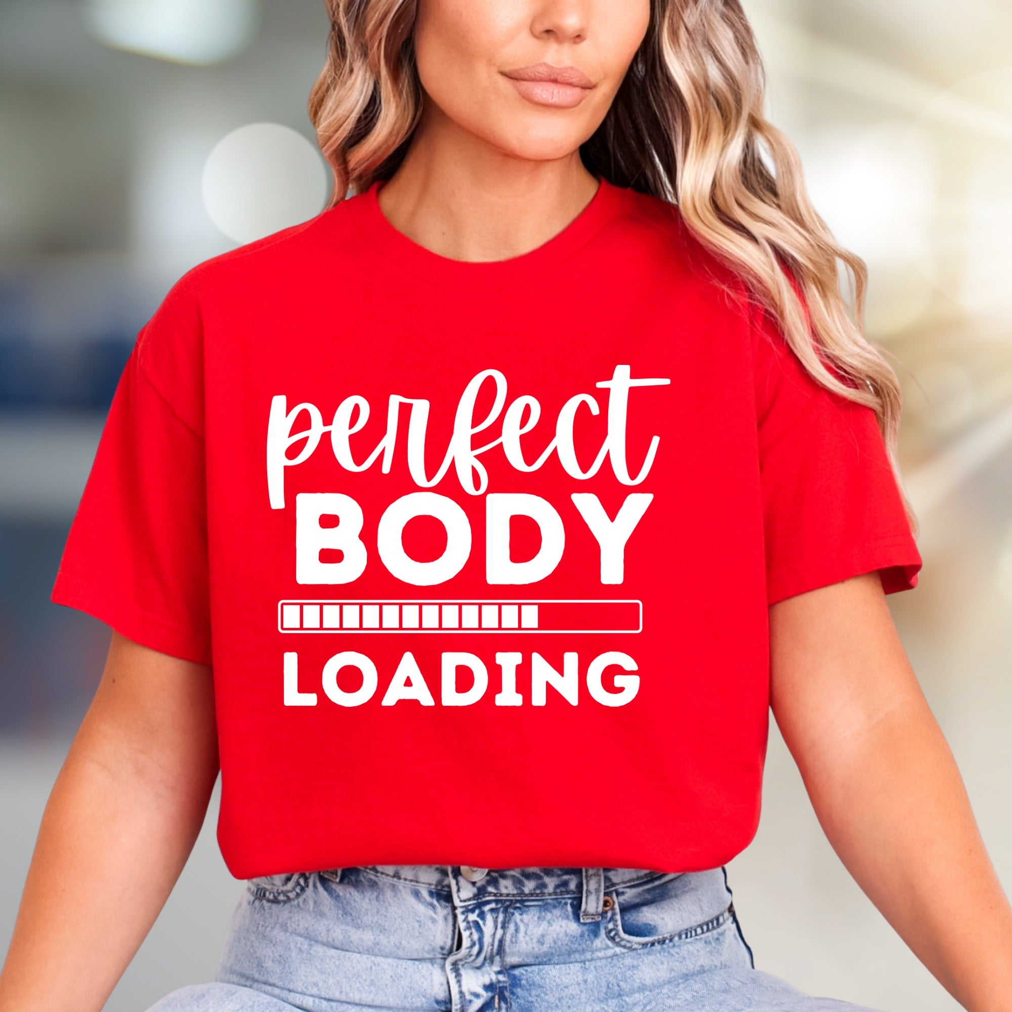 "Perfect Body Loading" Fitness Graphic Tee, a Motivational Pick for Enthusiasts