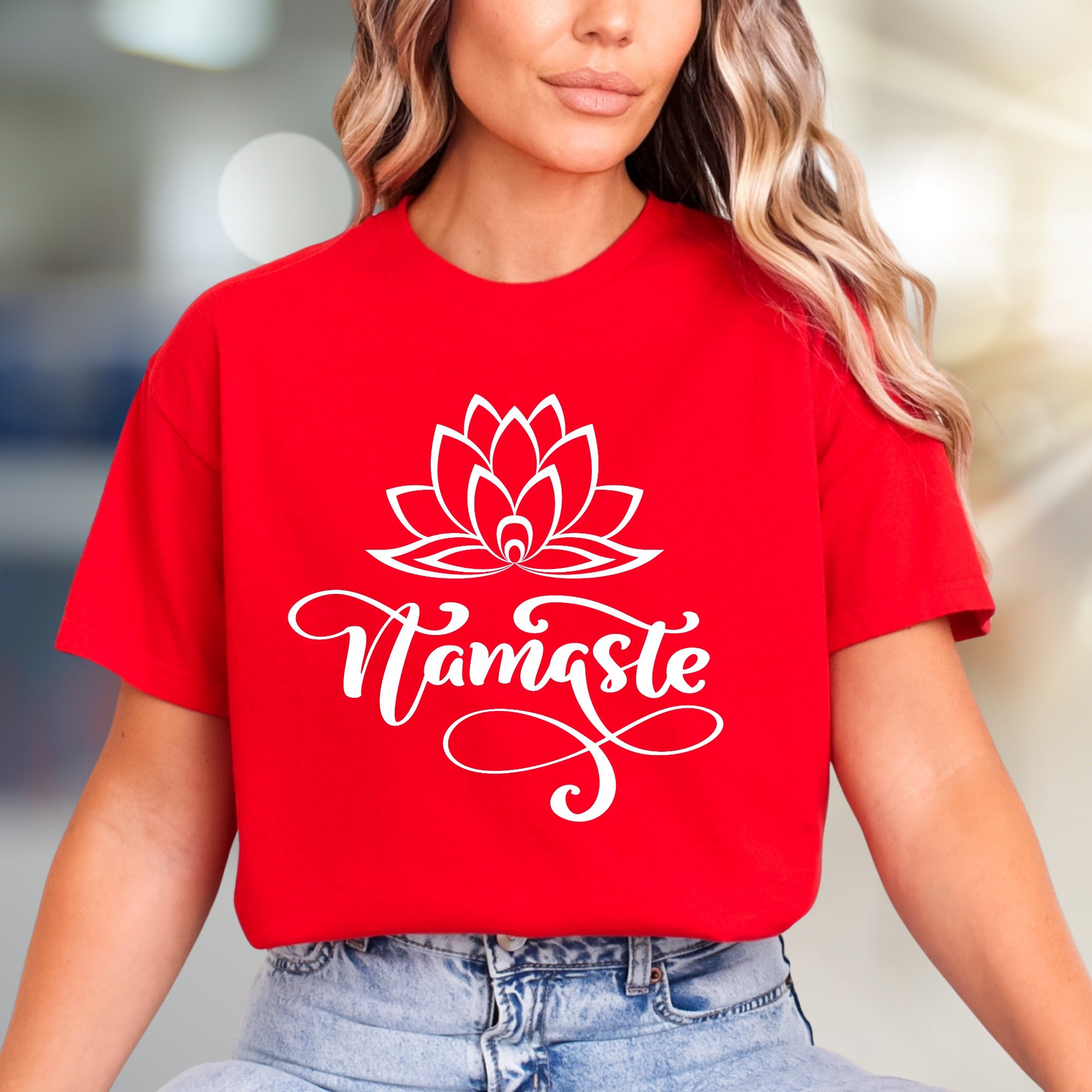 "Namaste" Lotus Flow Graphic Tee, a Zen Lifestyle Pick for Spirituality Lovers