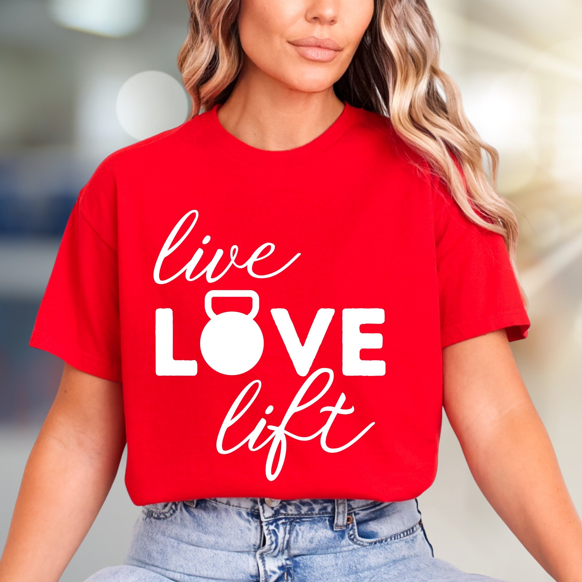 "Live Love Lift" Fitness Graphic Tee, a Gym Life Pick for Strength Enthusiasts