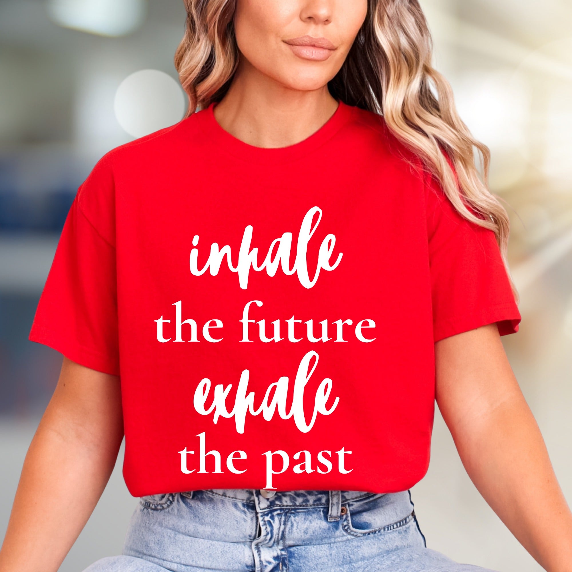 "Inhale the Future Exhale the Past" Inspirational Graphic Tee, a Zen Lifestyle Pick for Mindful Individuals