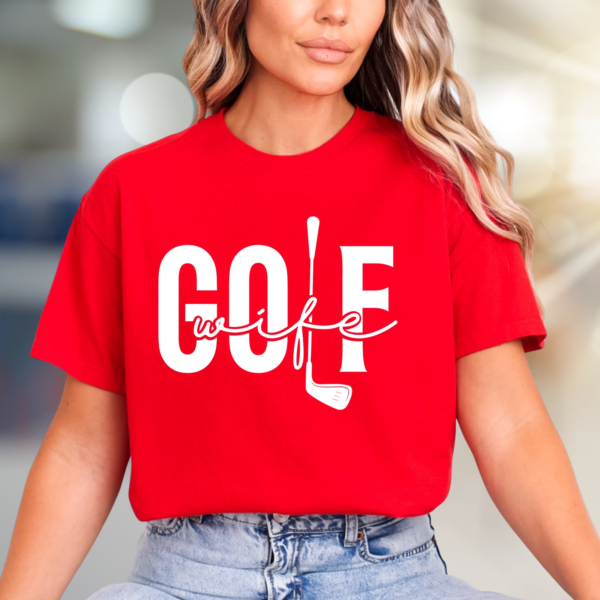 "GOLF wife" Golf Club Graphic Tee, a Sporty Pick for Golf Enthusiasts