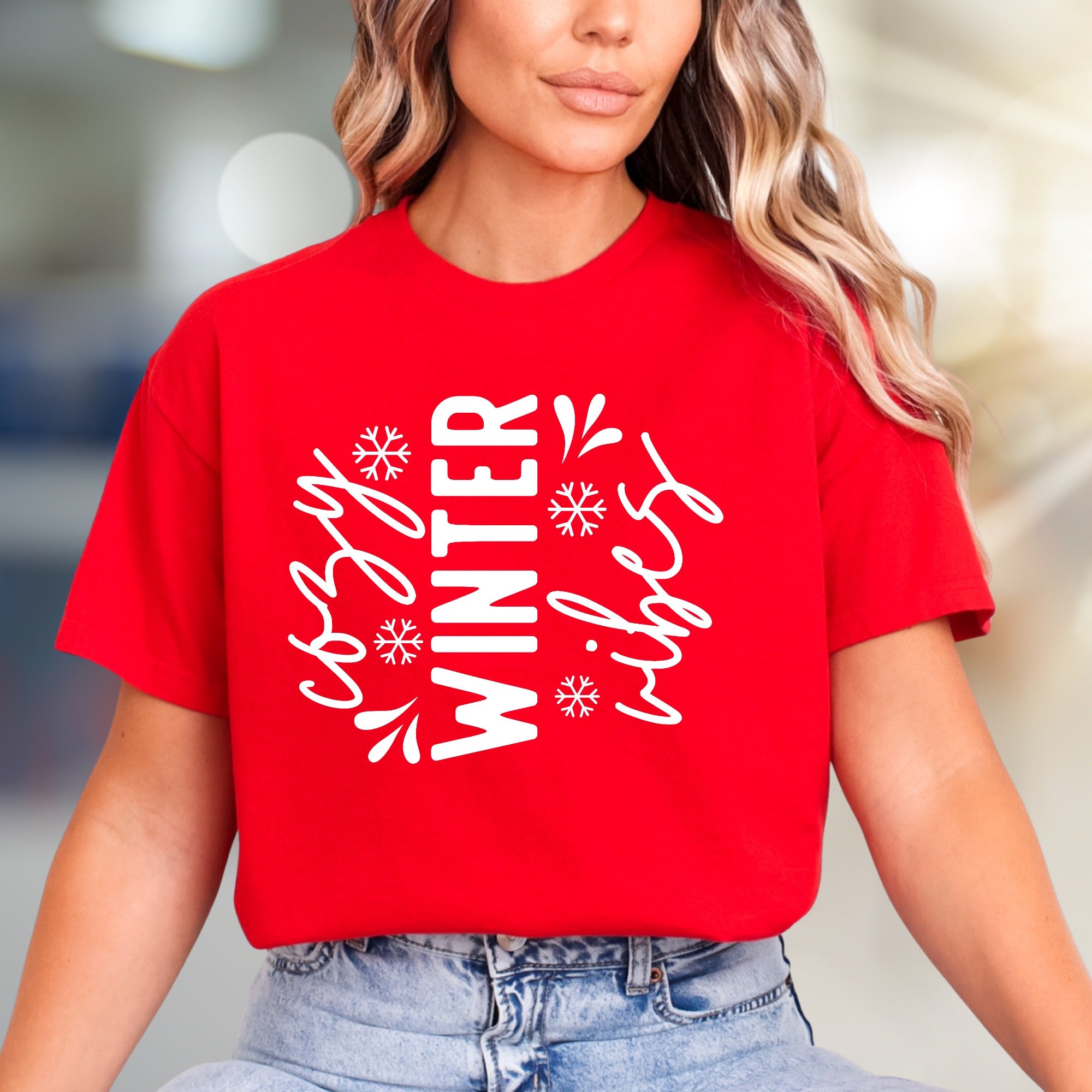 "Cozy Winter Vibes" Festive Graphic Tee, a Seasonal Pick for Everyone