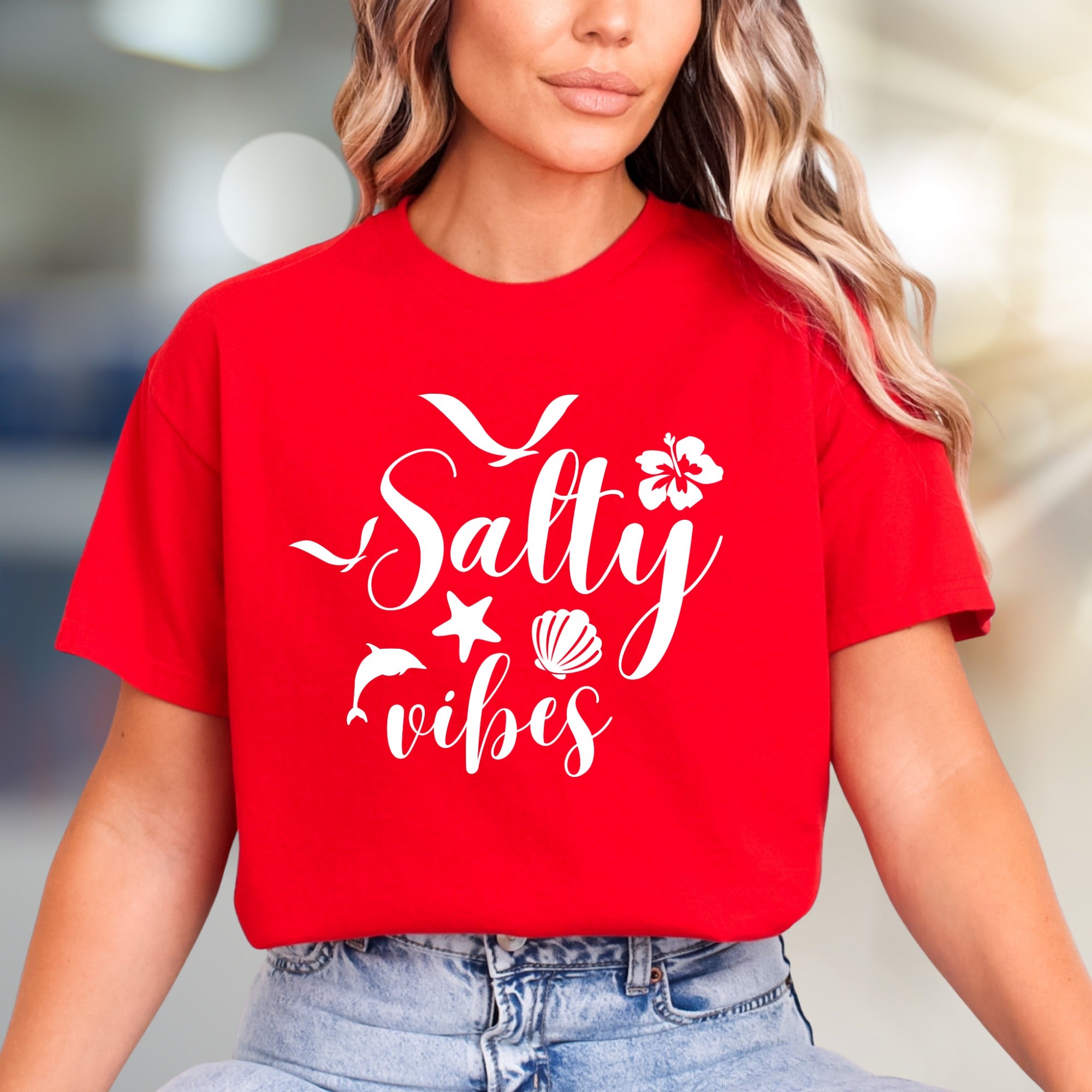 "Salty Vibes" Beachy Graphic Tee, a Coastal Pick for Ocean Lovers