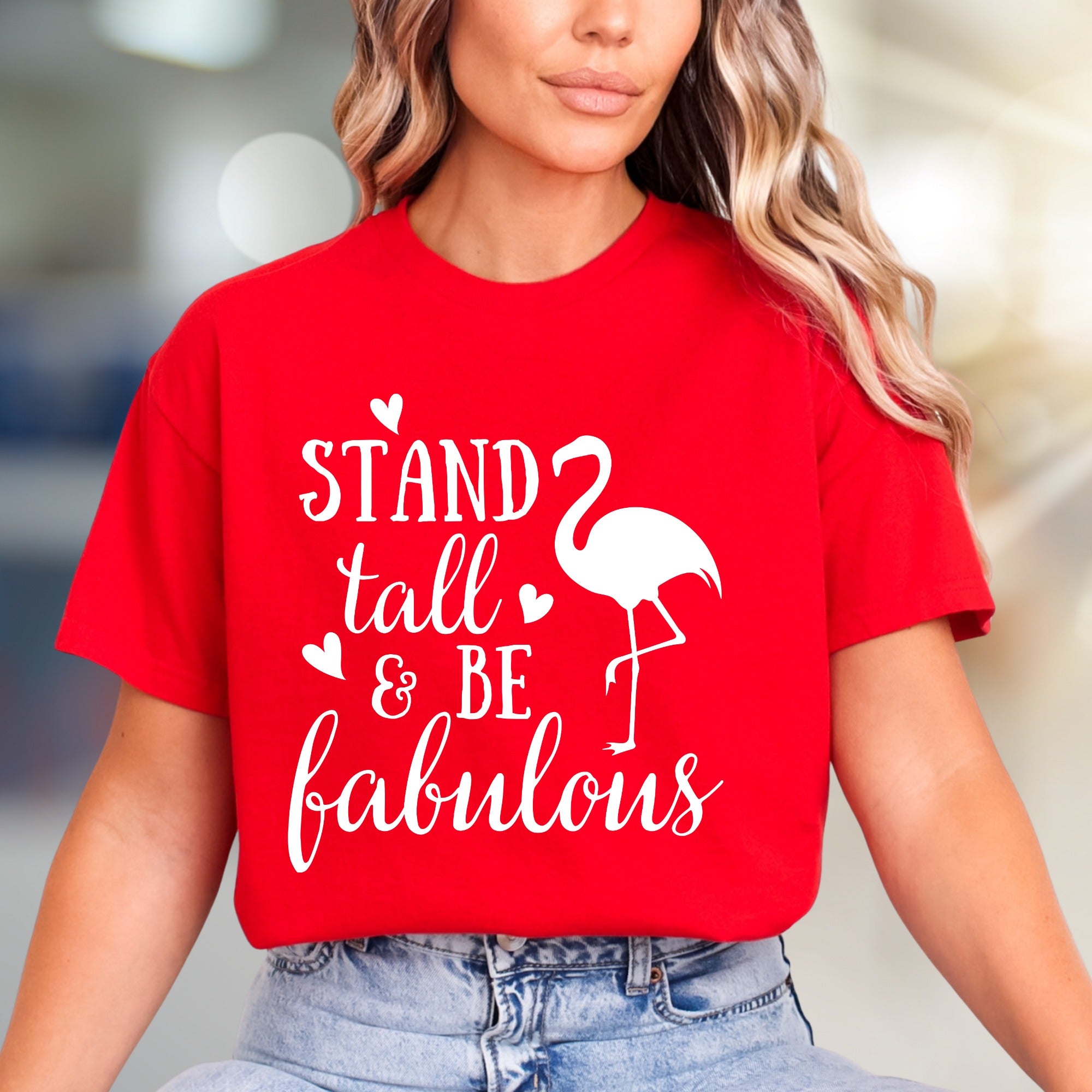 "Stand Tall & Be Fabulous" Flamingo Graphic Tee, a Positive Vibe Pick for Everyday Wear