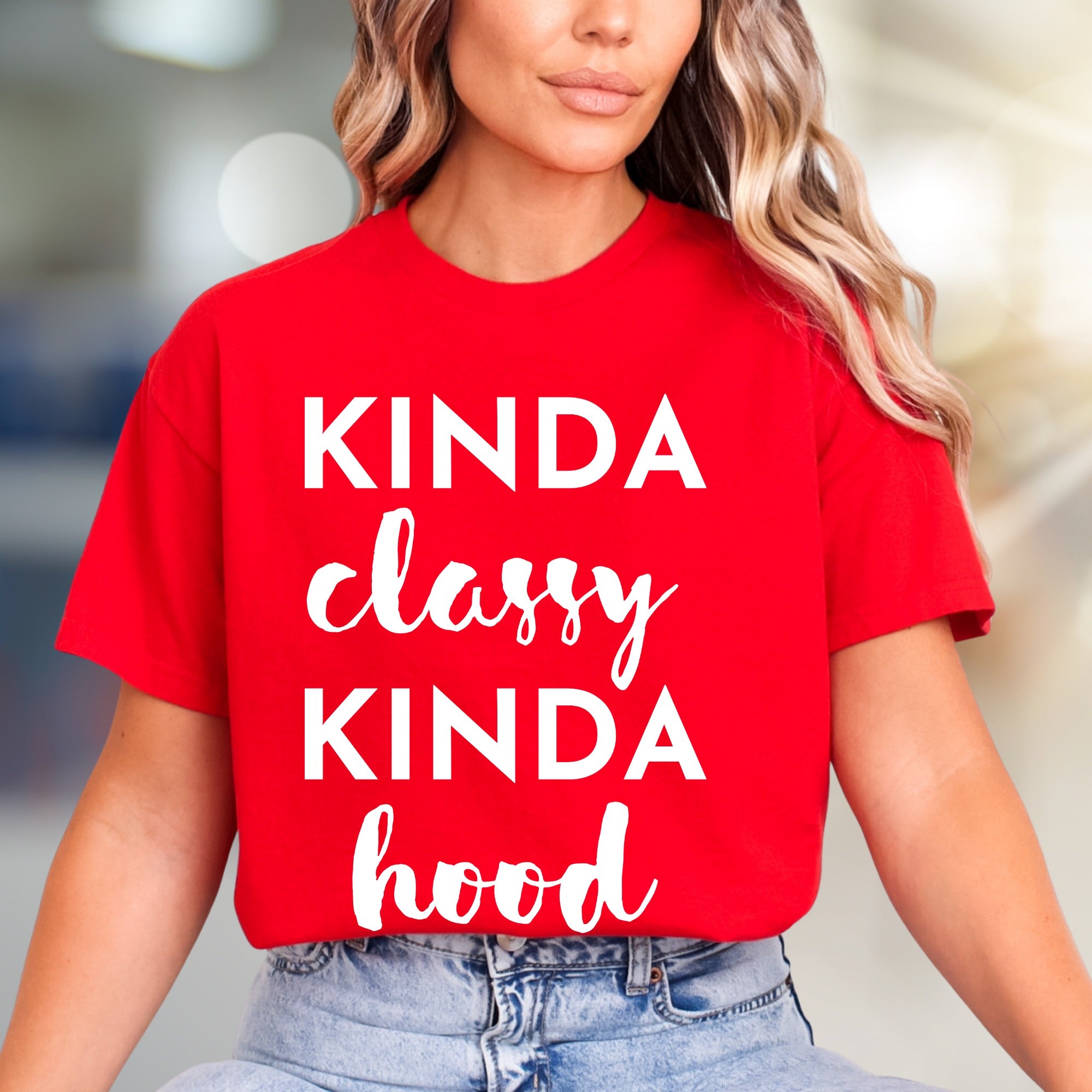 "KINDA Classy KINDA Hood" Vibe Graphic Tee, a Bold Statement for Modern Style