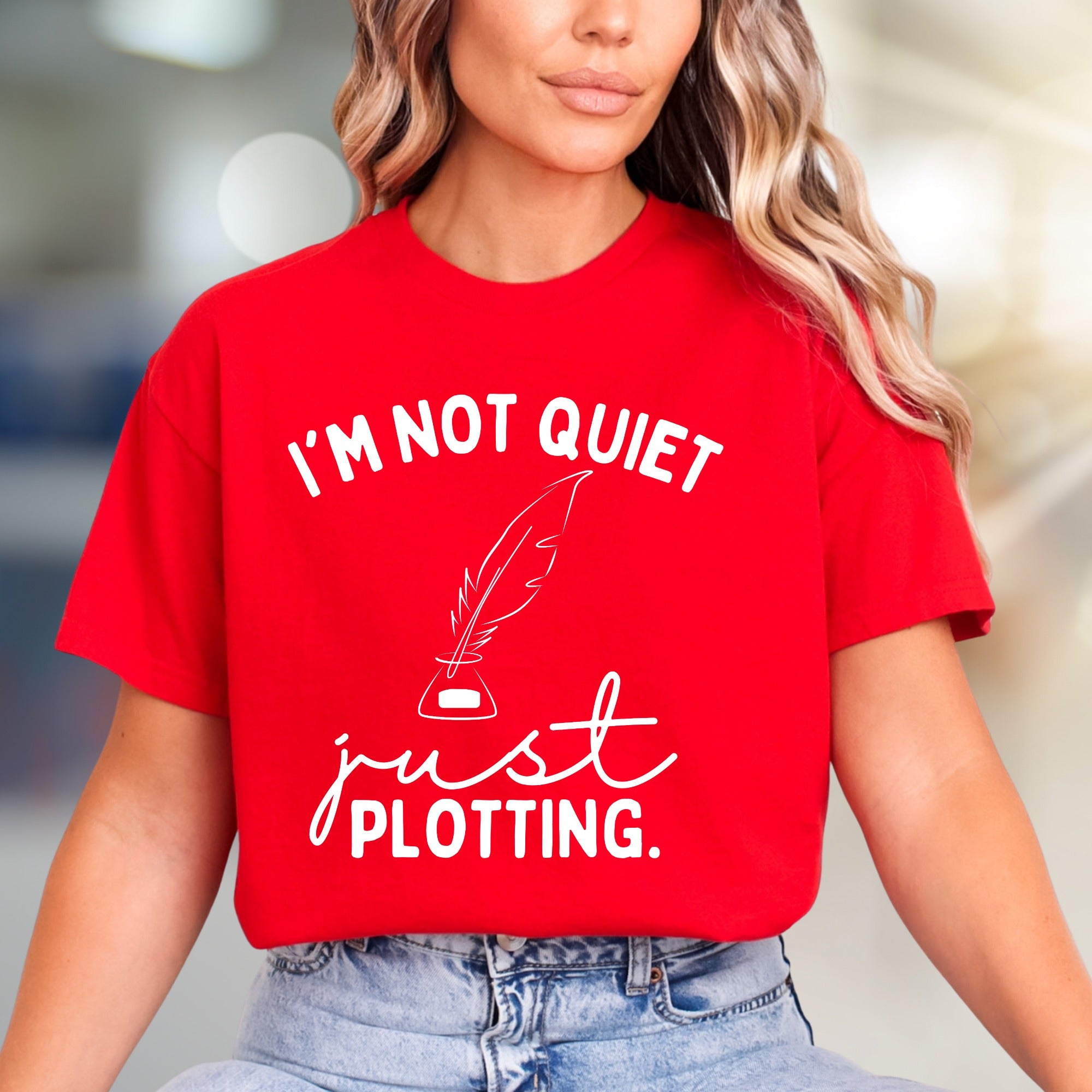 "I'm Not Quiet, Just Plotting." Writer's Graphic Tee, Thoughtful Pick for Creatives