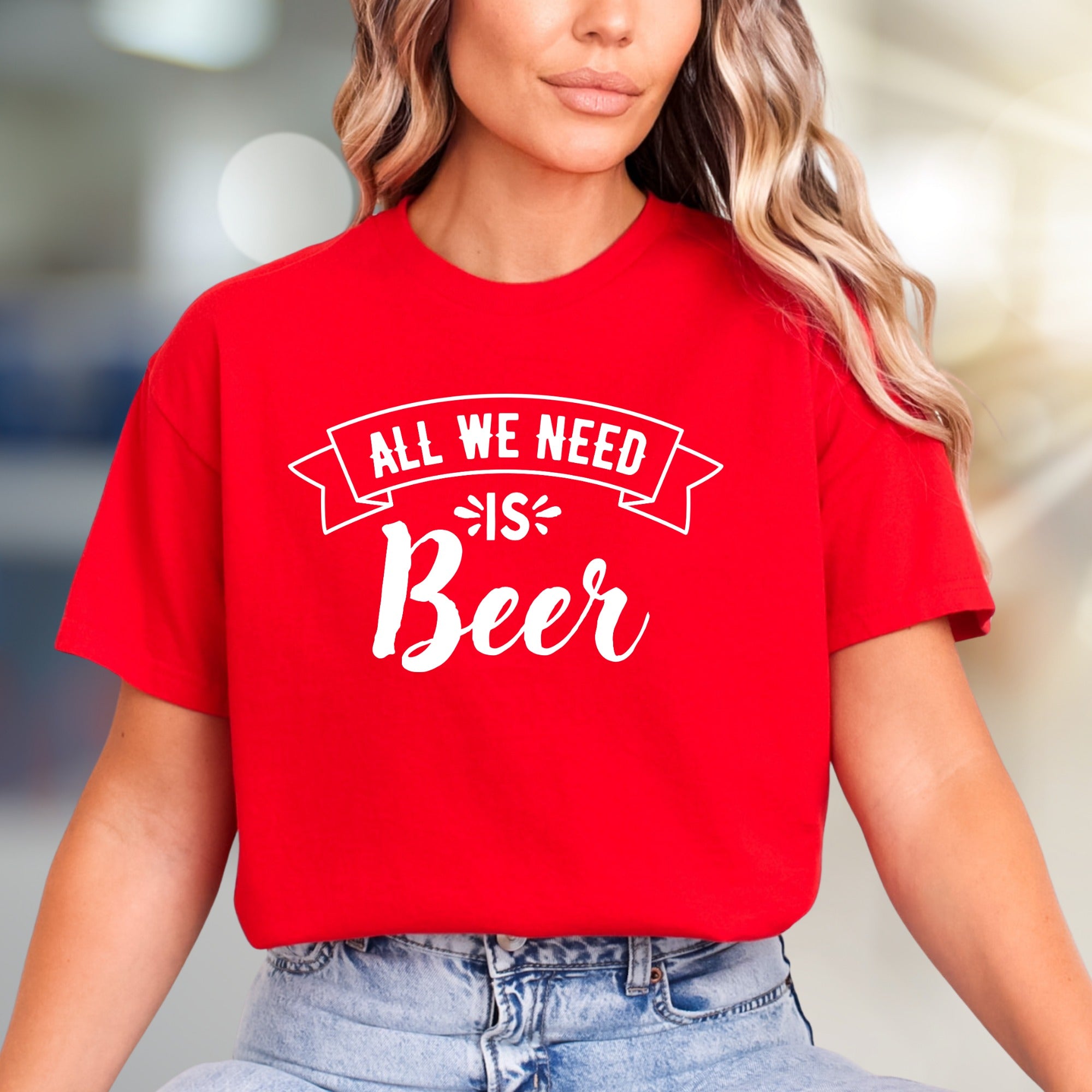 "All We Need Is Beer" Humorous Graphic Tee, a Casual Pick for Beer Lovers