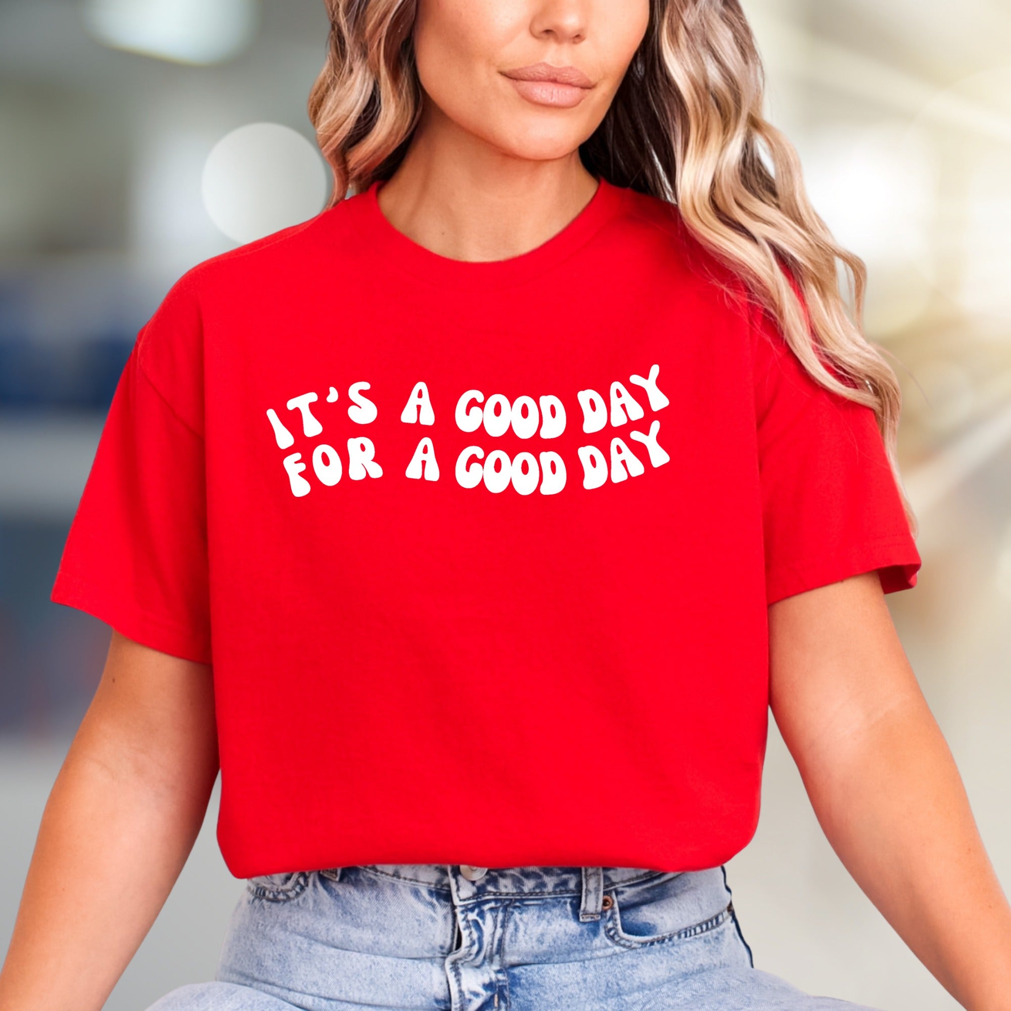 "IT'S A GOOD DAY FOR A GOOD DAY" Groovy Graphic Tee, a Positive Vibe Pick for Everyday