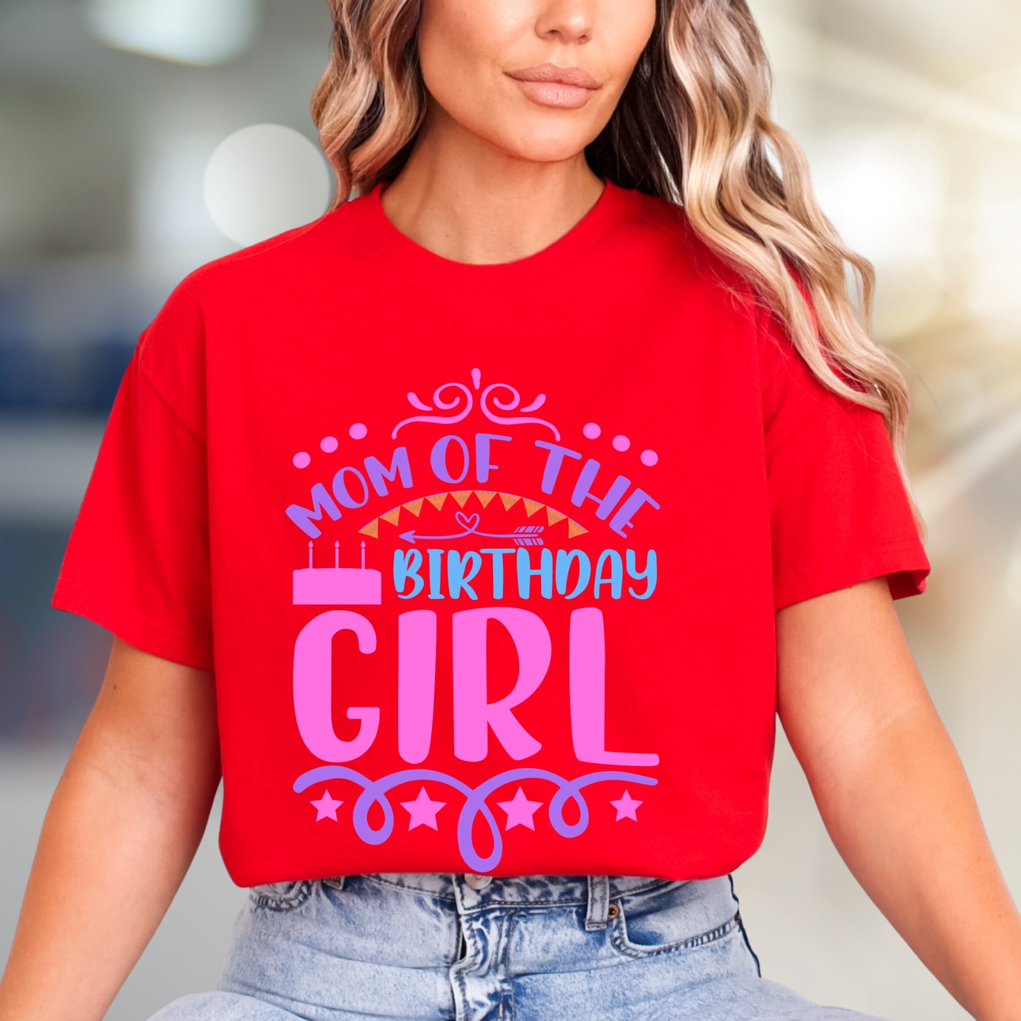 "Mom of The Birthday Girl" Fun Celebration Graphic Tee, a Festive Parent Pick for Her
