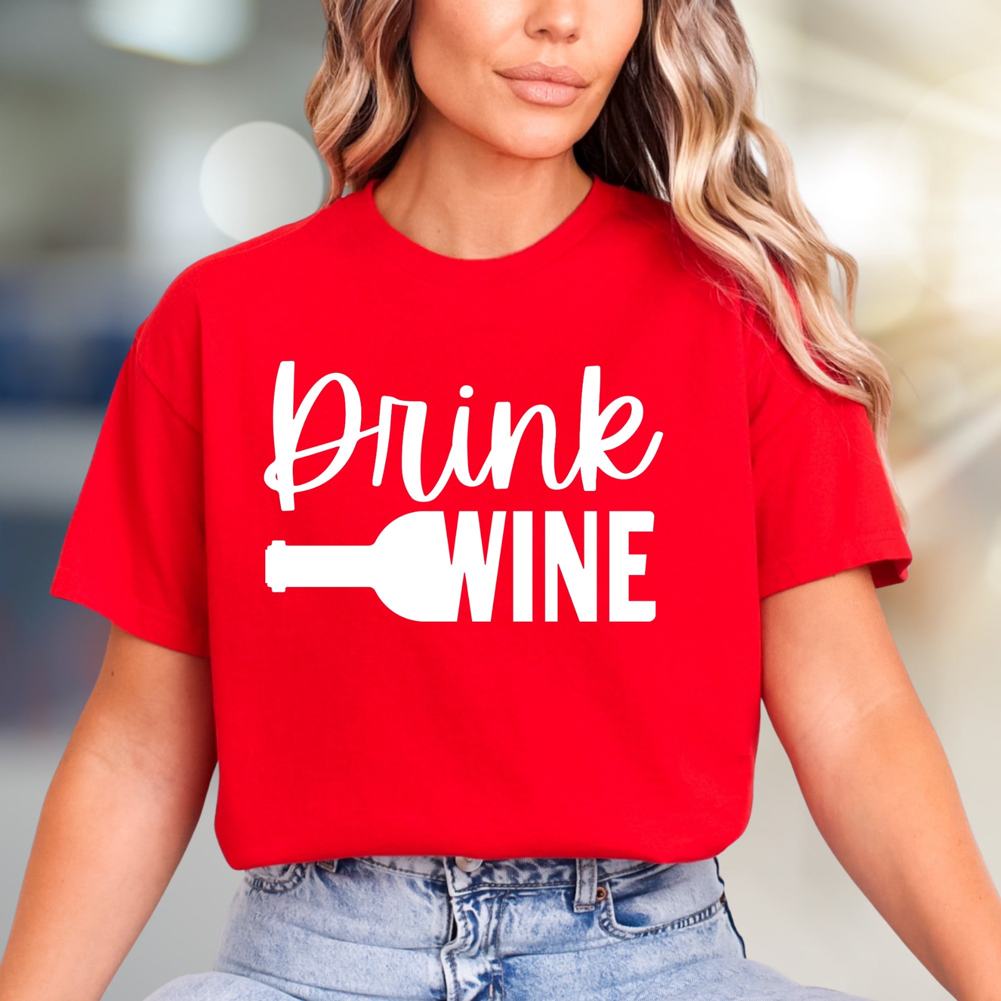 "Drink Wine" Fun Graphic Tee, a Casual Pick for Wine Lovers