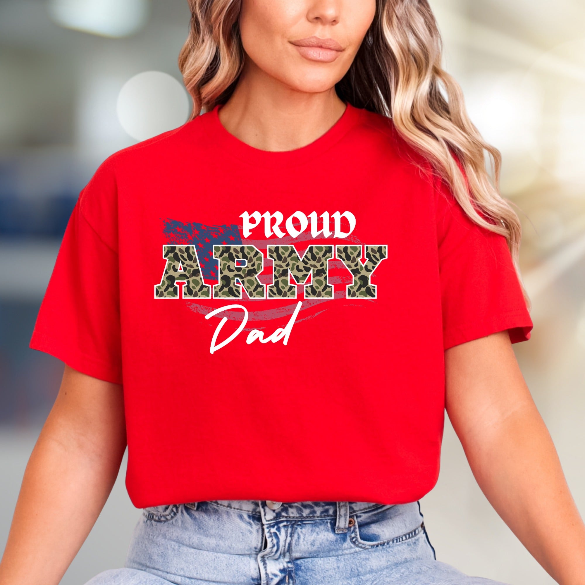 "Proud Army Dad" Military Camo Graphic Tee, a Patriotic Pick for Supporters