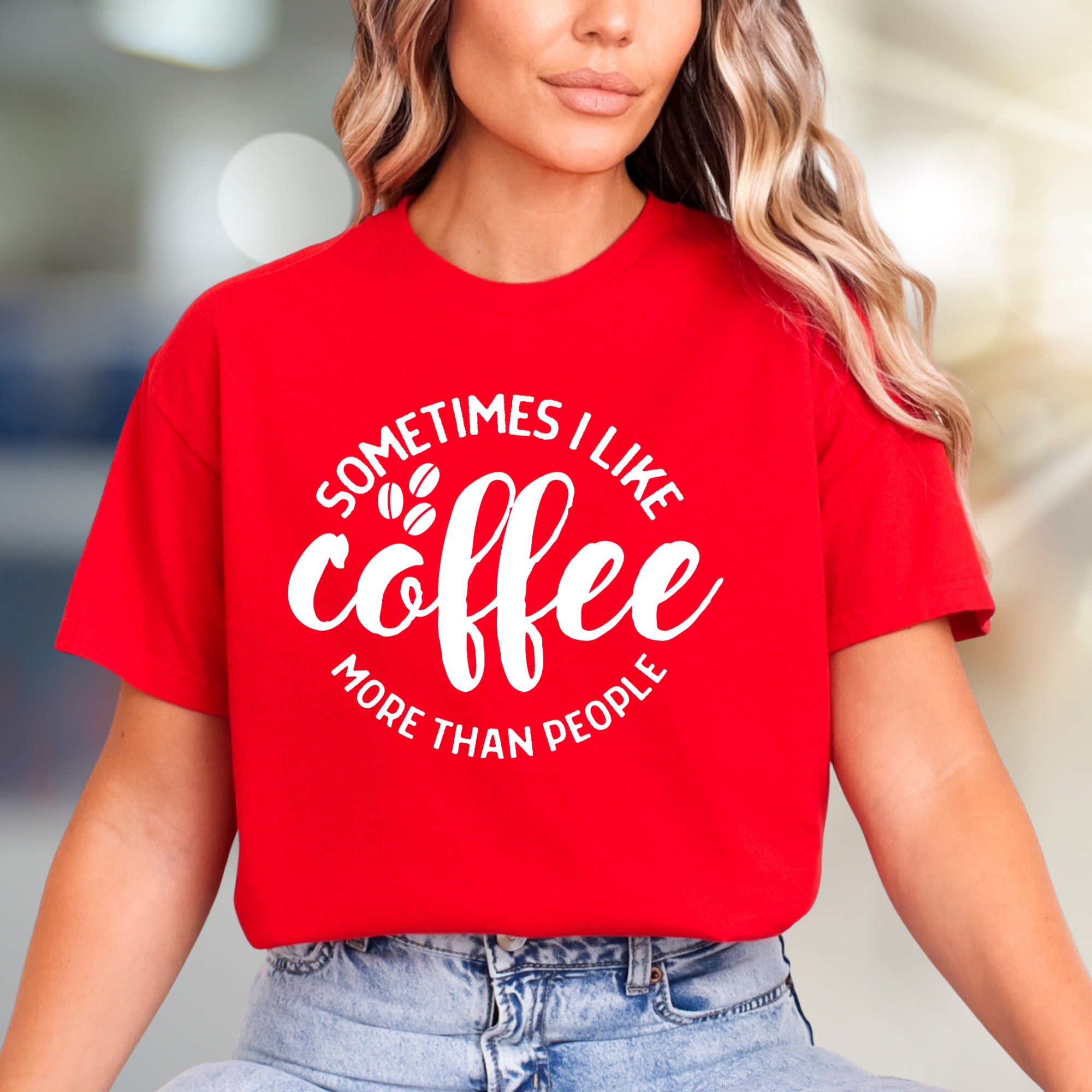"Sometimes I Like Coffee More Than People" Quote Tee, a Coffee Lover's Relatable Pick