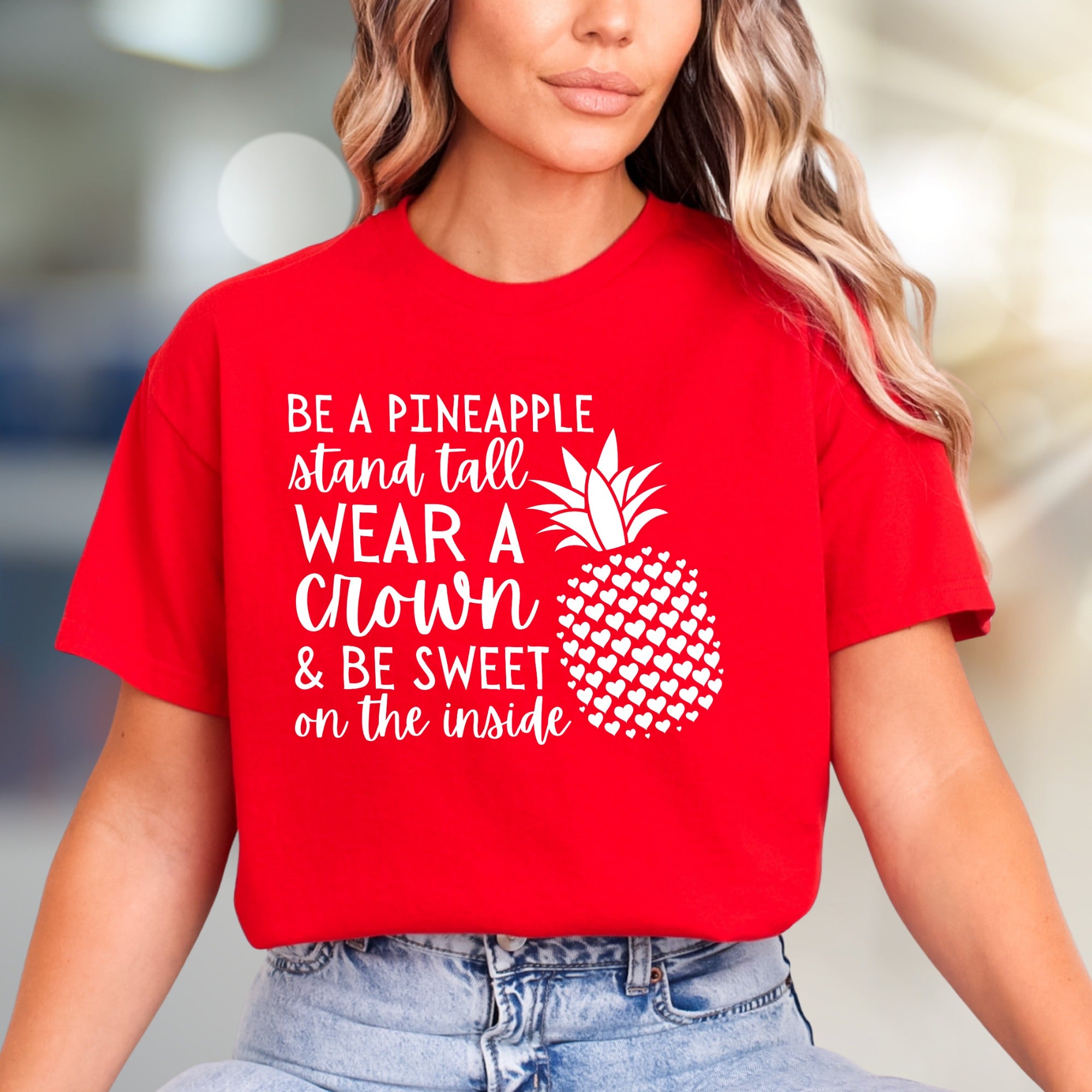 "BE A PINEAPPLE" Inspirational Pineapple Graphic Tee, A Self-Love Pick for Women