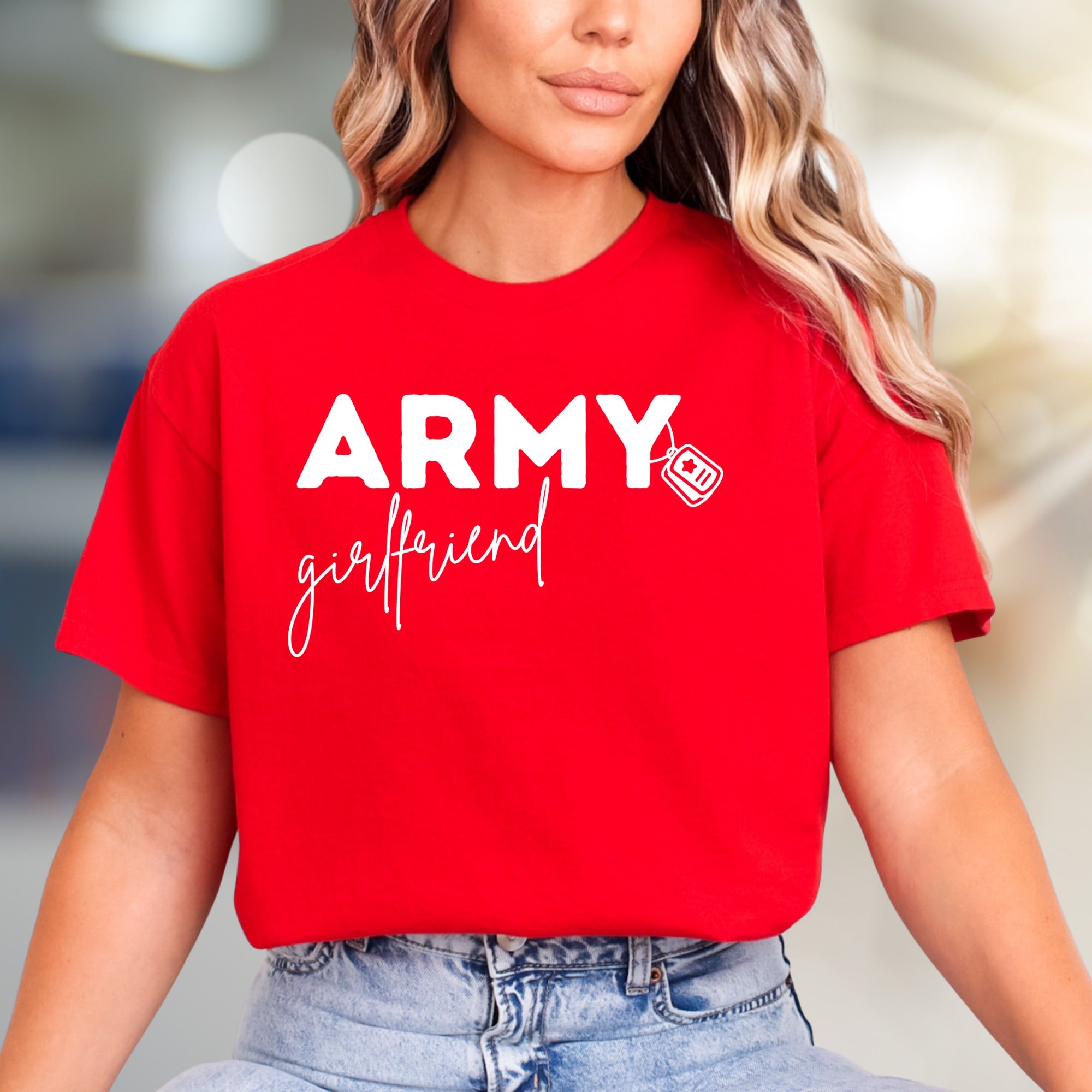 "ARMY girlfriend" Military Love Graphic Tee, a Supportive Style for Partners
