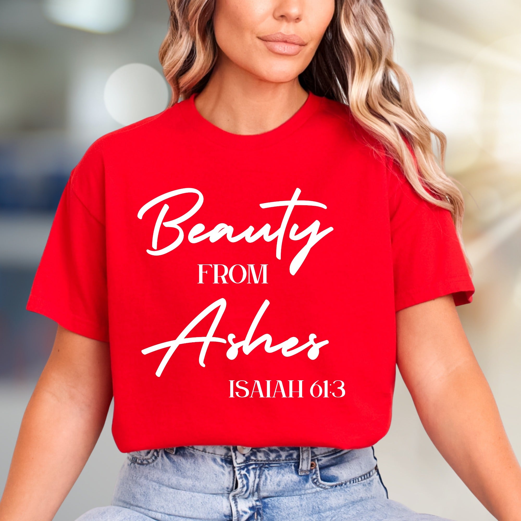 "Beauty From Ashes Isaiah 61:3" Faith-Inspired Graphic Tee, a Spiritual Pick for Believers